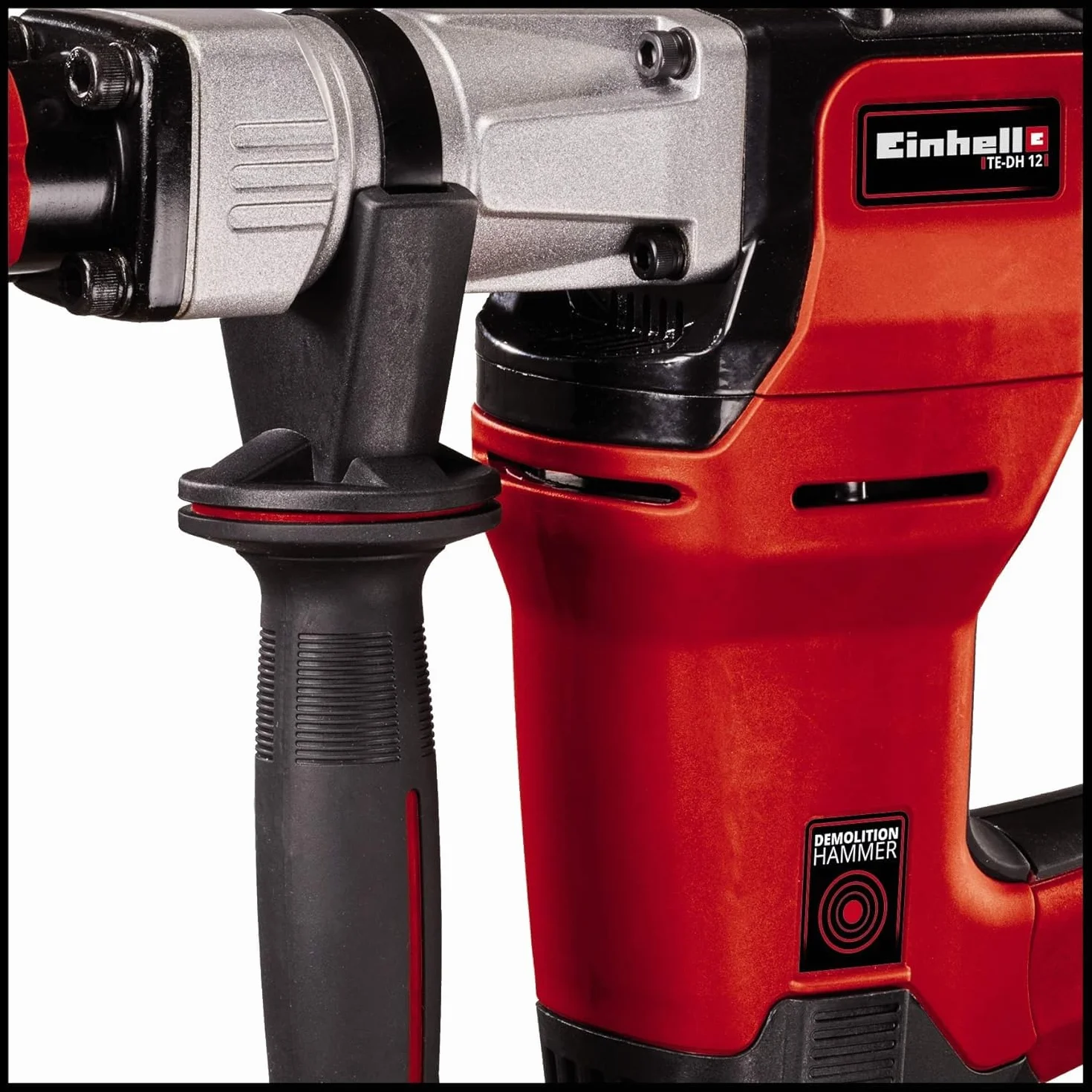 Einhell Martillo de demolición TE-DH 12 (1050 W, 12 J, toma SDSmax, empuñadura con amortiguación vibrac.,empuñadura adicional ajustable, 4m cable, incl. cincel puntiagudo y plano, incl. E-box)
