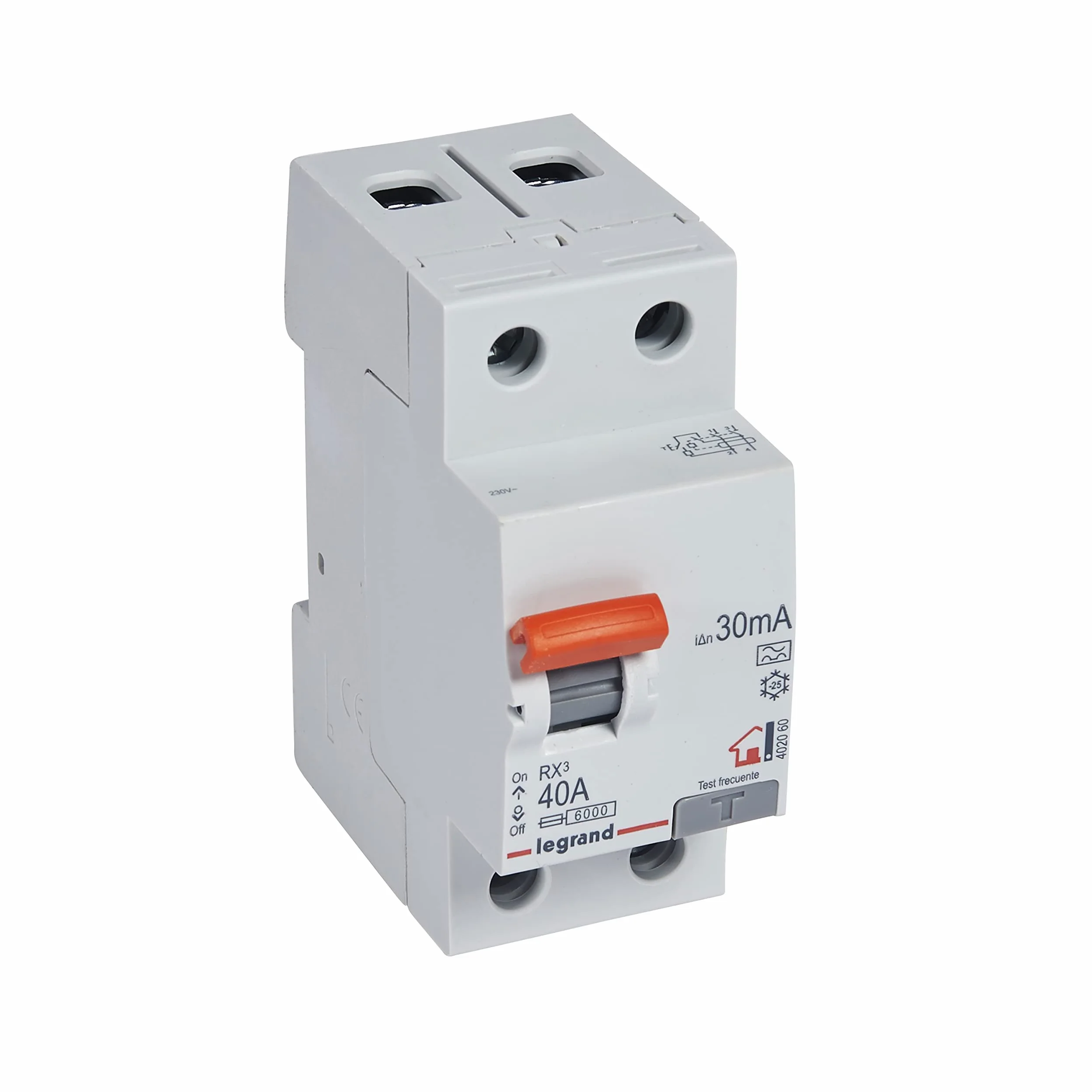 Interruptor Diferencial Superinmunizado Legrand 402060 RX3 para vivienda 2 polos 40 A 30ma
