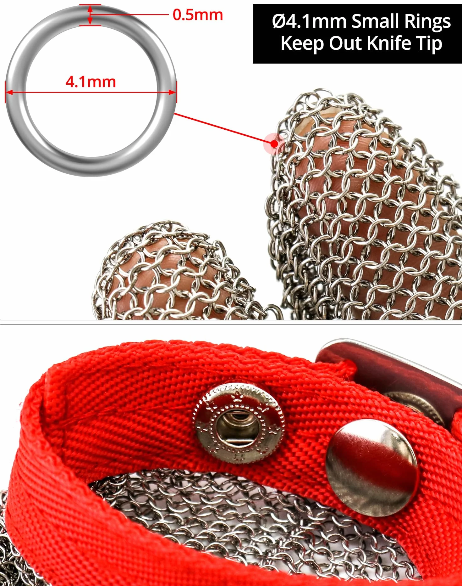 QWORK Guante Resistente a Cortes Acero Inoxidable 316L Seguridad Cocina Jardín Carpintería M 1 pieza
