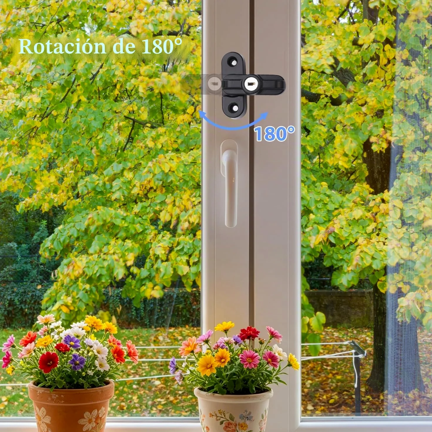 Tissting 4 Piezas Bloqueador de Seguridad Extra de la Aleación Cerradura de Ventana Externa con 2 Llaves, Cerradura de Hebilla En Forma de T de Ventana para Ventana Doble Individual (Negro)