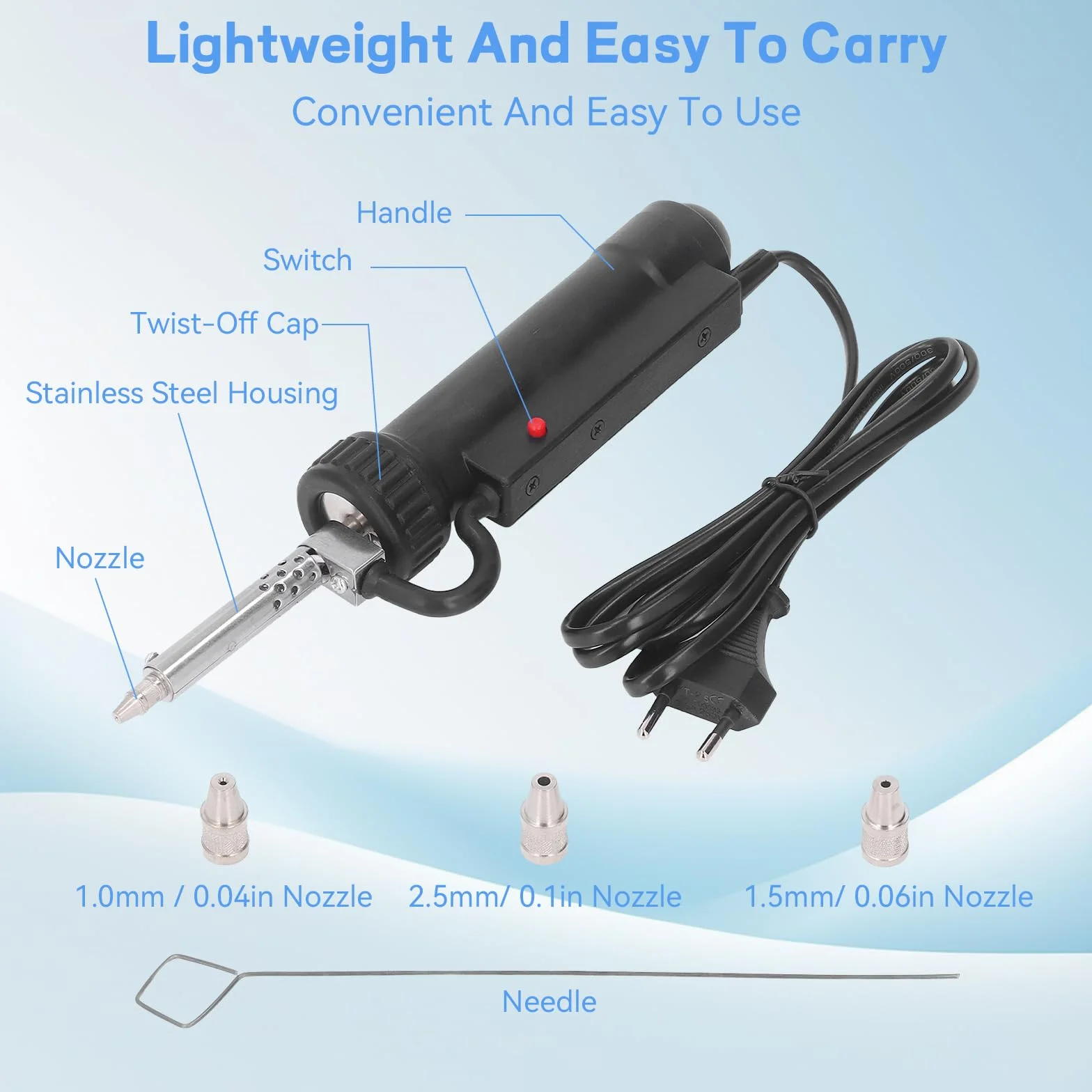 Bomba desoldadora, ventosa de soldadura de acero inoxidable, pistola desoldadora automática con boquillas de succión de 3 piezas, enchufe de la UE 220V 350W Herramienta de soldadura de pistola de hier