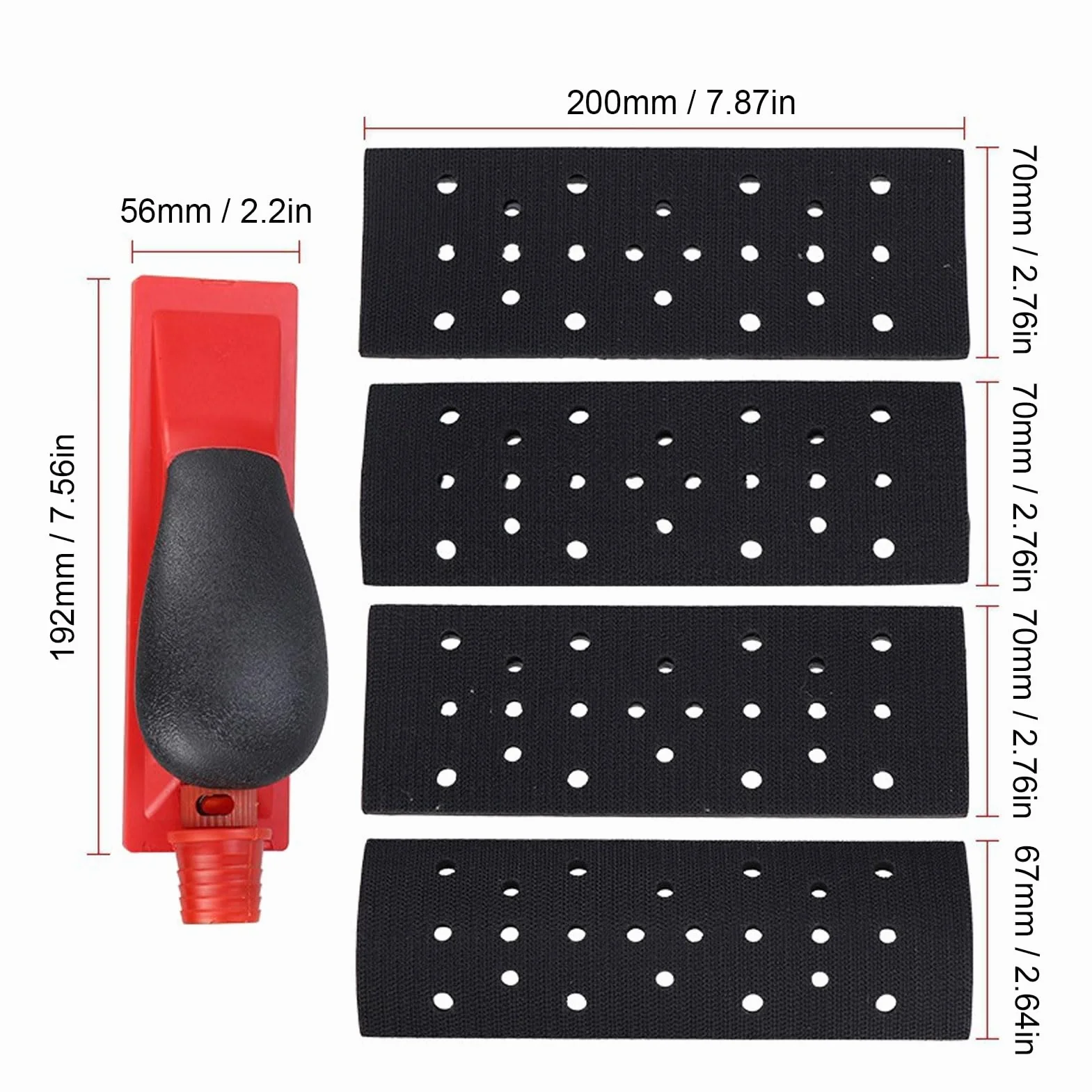 Kit de Bloque de Lijado Manual de 56 Mm X 192 Mm, Bloque de Lijado sin Polvo, con Papel de Lija de 22 Agujeros, para Automoción, Muebles de Madera y Carpintería