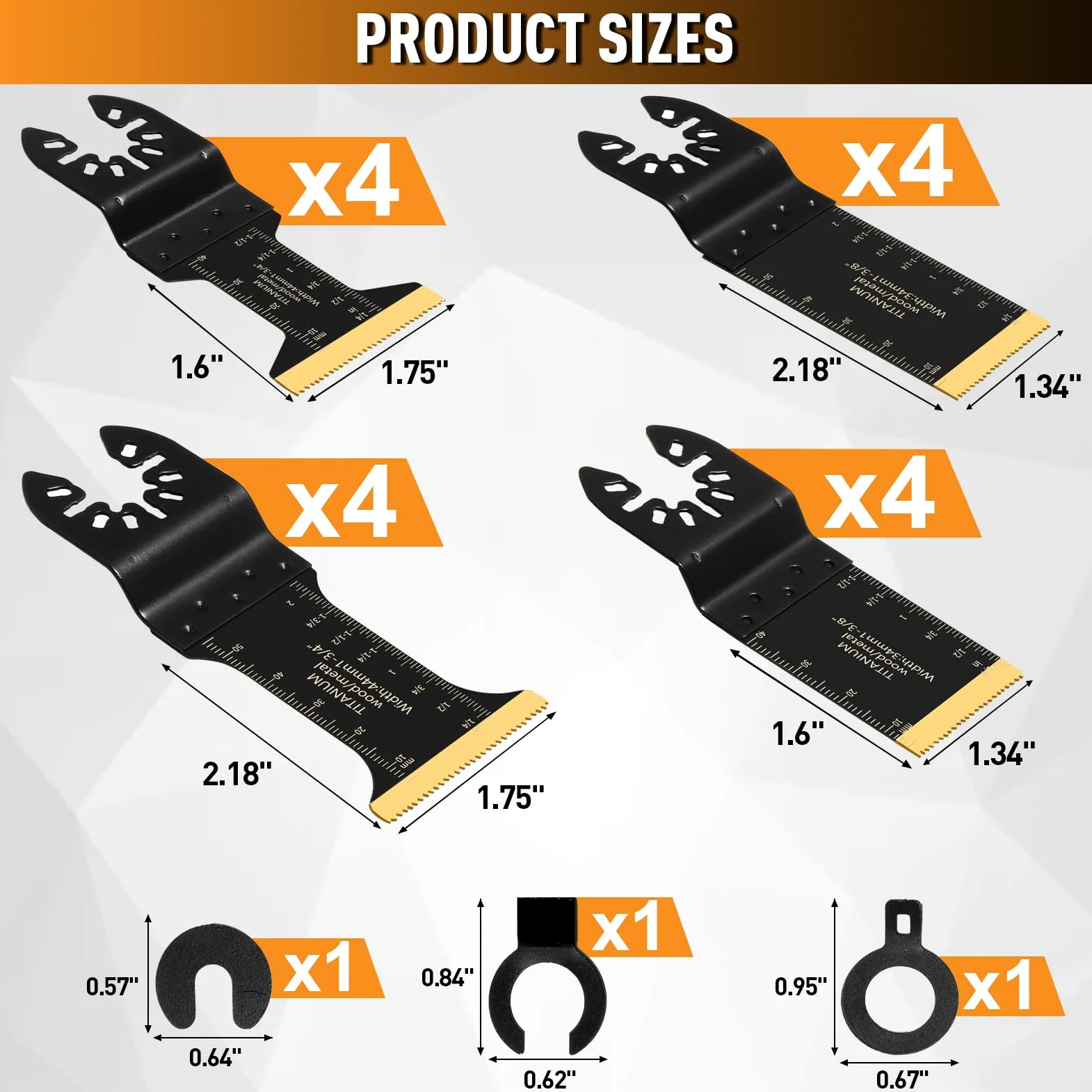 16 hojas de sierra oscilantes de titanio para corte de metal, cuchillas multiherramienta universales para materiales duros, metal, clavos, madera, plástico, kits de cuchillas multiherramienta