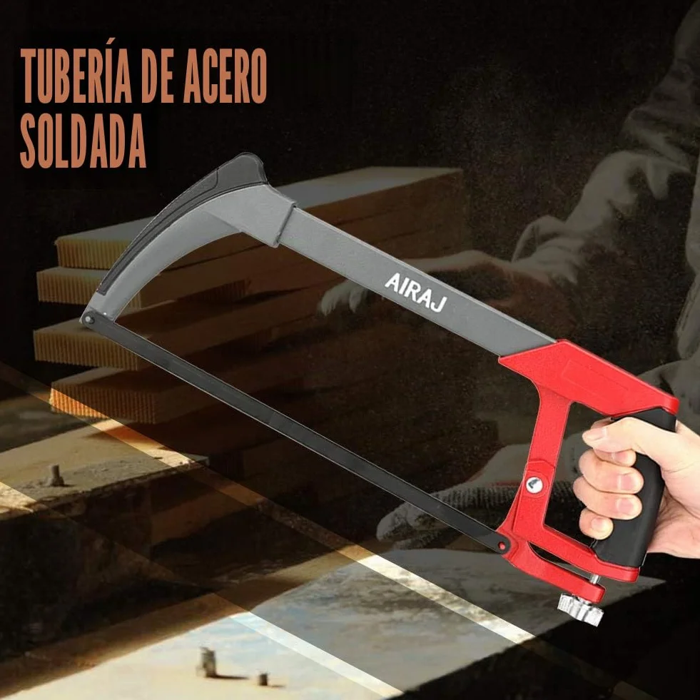 AIRAJ Sierra para Metales 300mm Ajusta la Tensión 2 Ángulos de Corte 45°/90° 10 Hojas