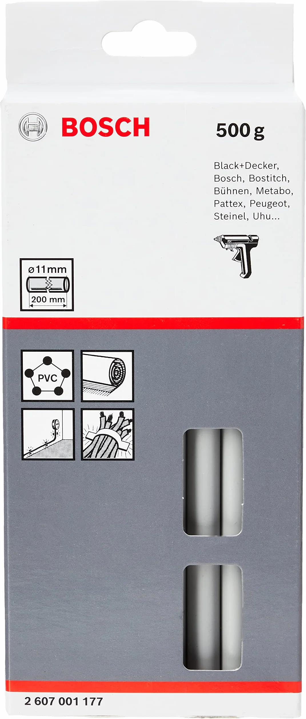Bosch 2 607 001 177 - Adhesivo termofundible - 11 x 200 mm, 500 g (pack de 1)