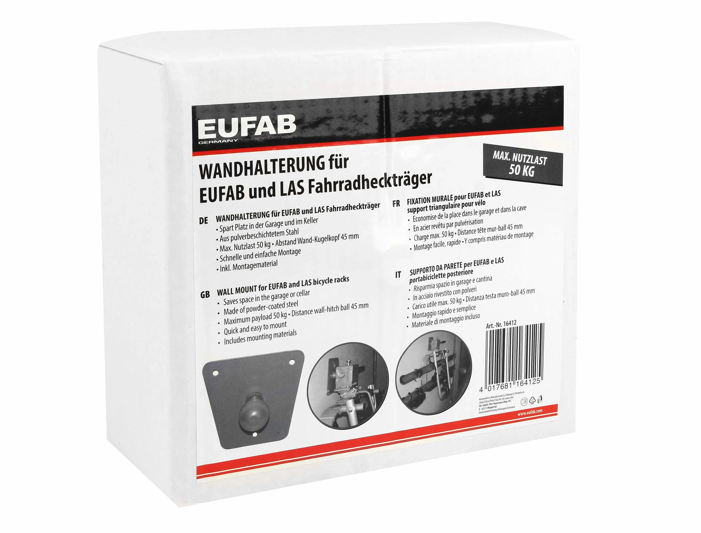 EUFAB Soporte de pared 16412 para portabicicletas EUFAB y LAS