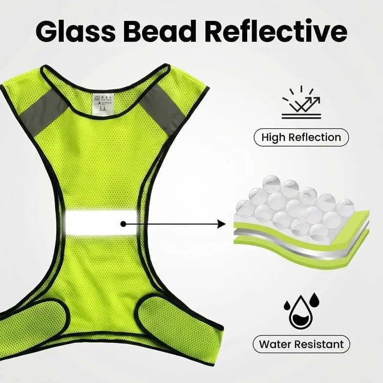 Chaleco Reflectante de Seguridad Ajustable Unisex Talla XS-M con Alta Visibilidad, Ligero y Transpirable, Ideal para Correr, Ciclismo, Moto, Running, Senderismo Nocturno, reflectante running