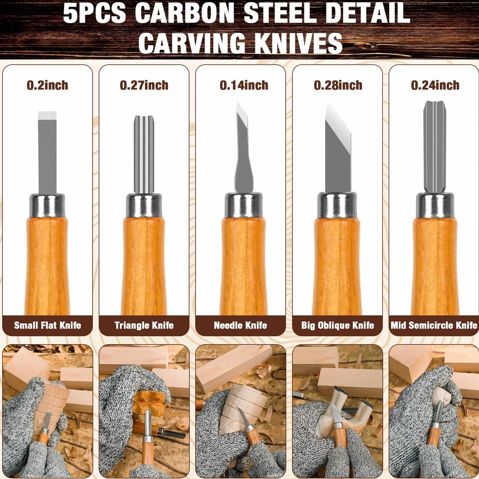 K KERNOWO - Juego de herramientas de carpintería 23 piezas, kit de tallado de madera para amantes del bricolaje principiantes, incluye bloques de madera de tilo, bolsa de almacenamiento de PU
