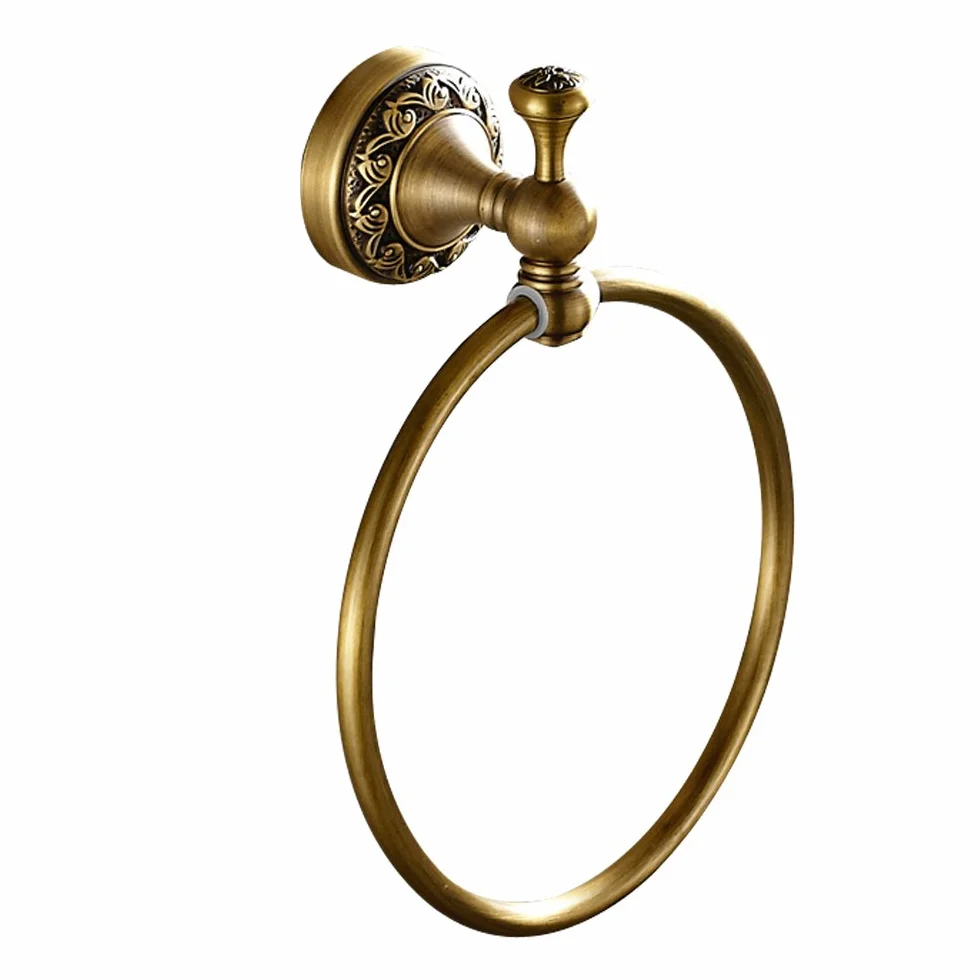 Toallero retro de cobre sólido minimalista clásico con recorte de bronce montaje en pared accesorio de baño