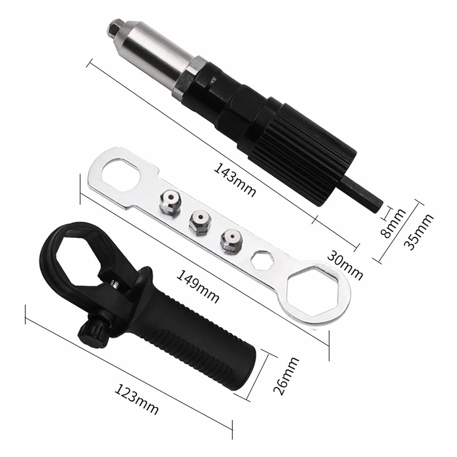 AolKee Remachadora Eléctrica Con Adaptador Para Taladro - Kit de Pistola Remachadora Para Taladros Eléctricos Inalámbricos