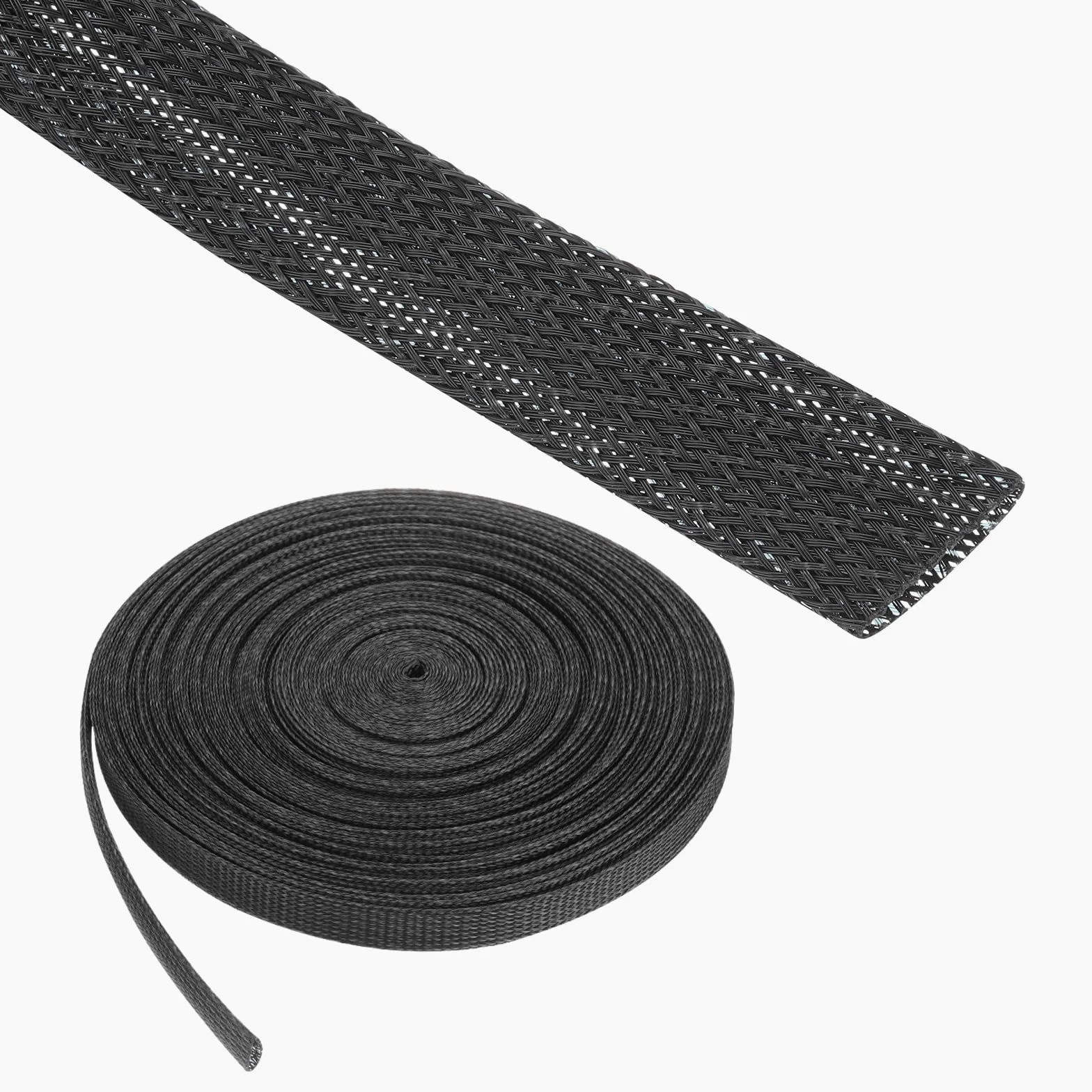 Manga Trenzada Expandible Pet para Cable De 1 Pulgada 100 Pies, Tubo De Manga para Organización De Cables De Pet [Protector De Cables para Audio Video Hogar Oficina]-Negro