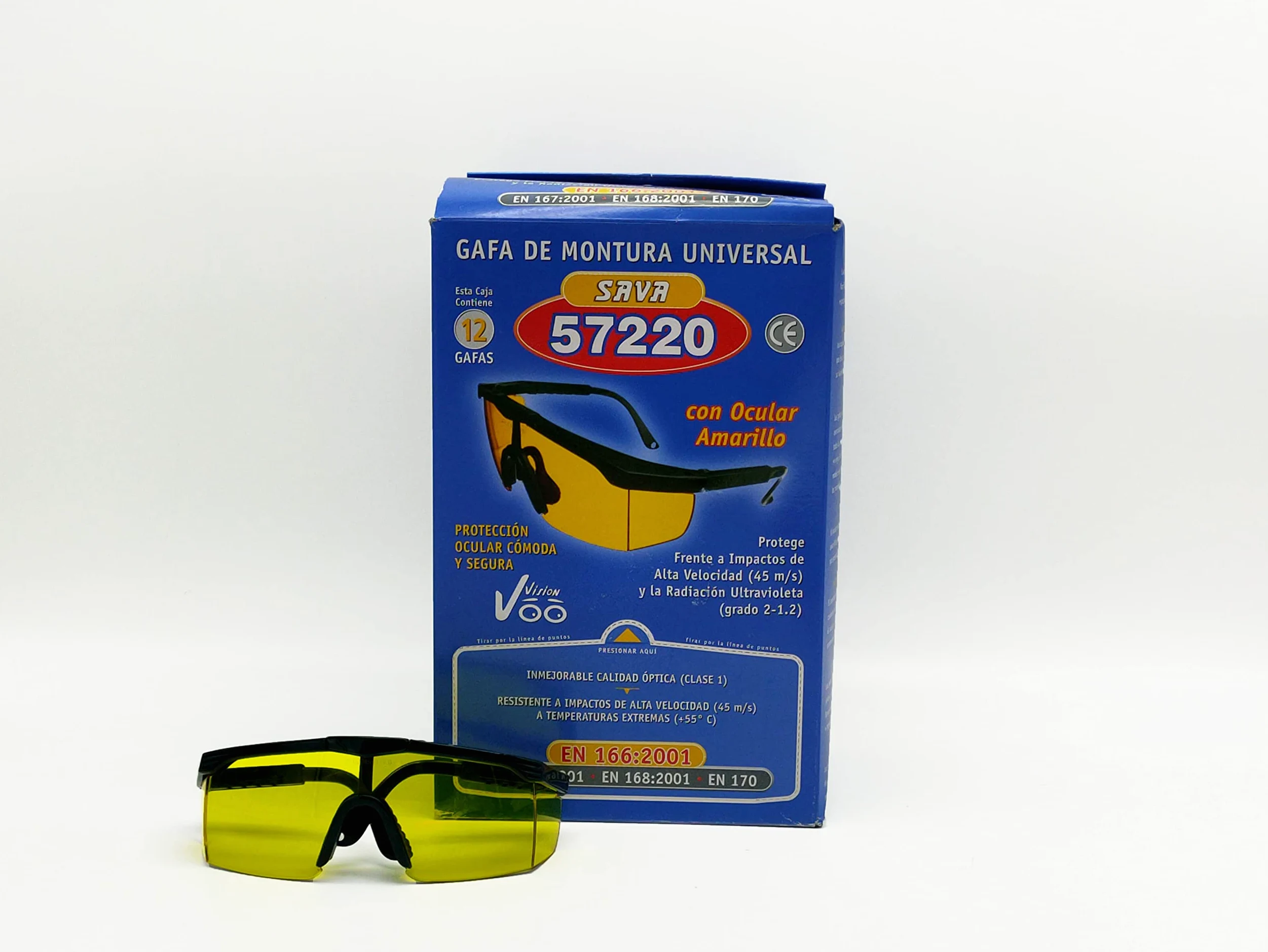 Caja 12 gafas protección uso frecuente SAVA 57220 ocular amarillo