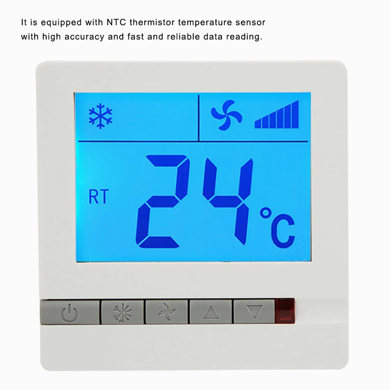 Termostato para Aire Acondicionado Central Controlador de Temperatura con Pantalla LCD Grande y Teclas Claras para Climatización Doméstica y Oficina