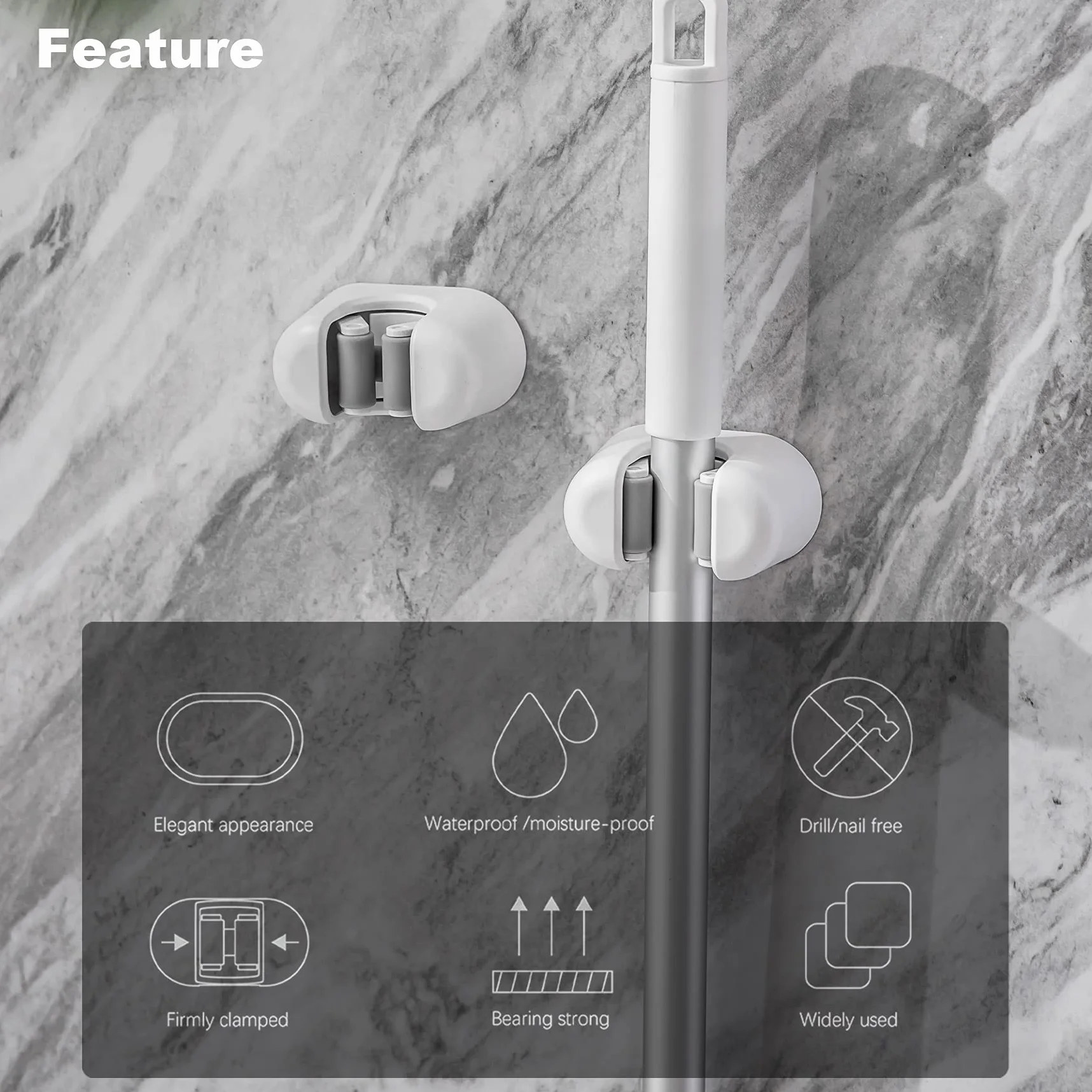 CORNERIA Soporte para Escobas 3 Piezas - Soporte para Trapeador de montaje en pared, Colgador de Fregonas para Hogar Cocina Baño Garajes - Soportes p