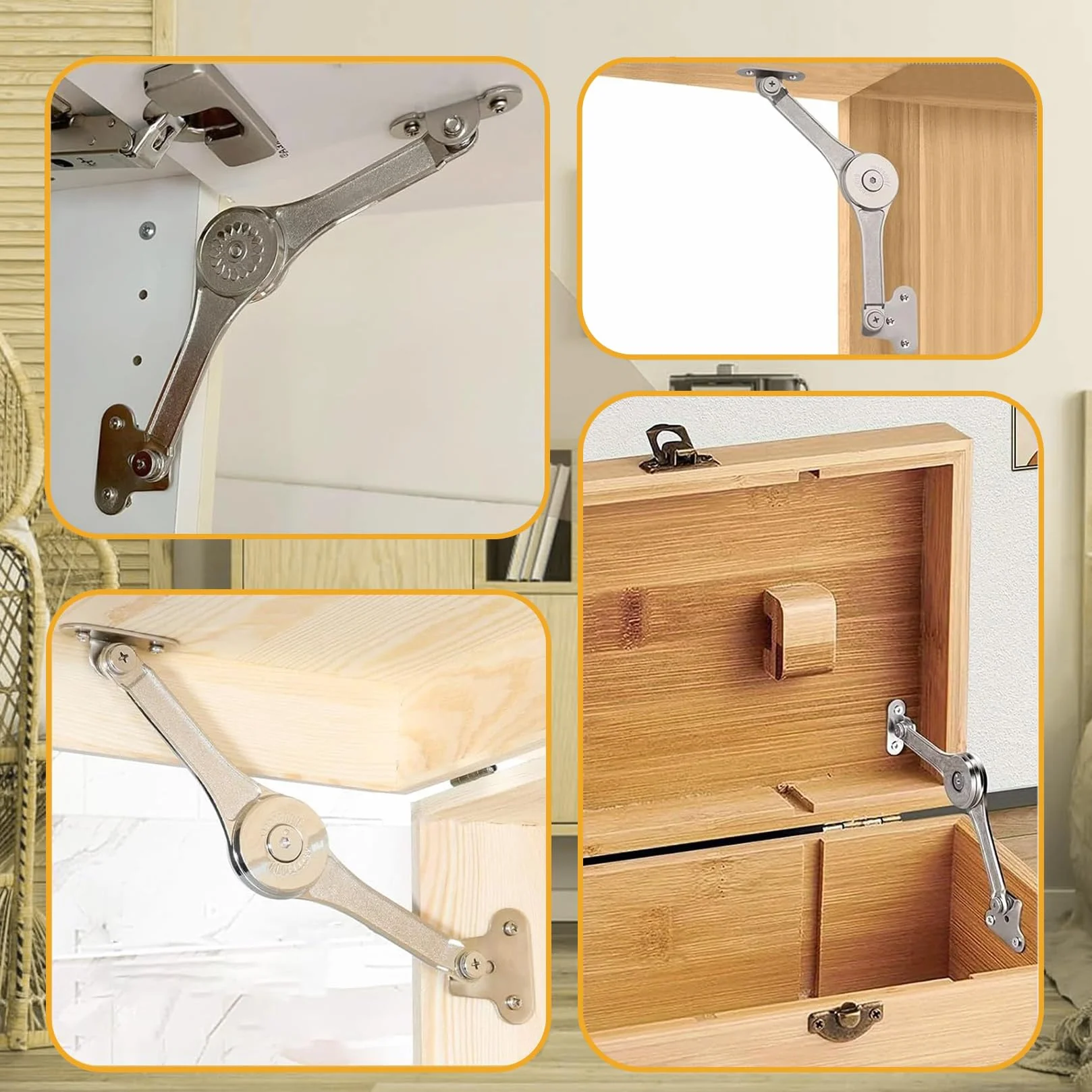 Bisagra de Soporte de Tapa Elevación, Bisagra Plegable Abatible 75/90/110 Grados para Puerta de Armario Cocina Muebles