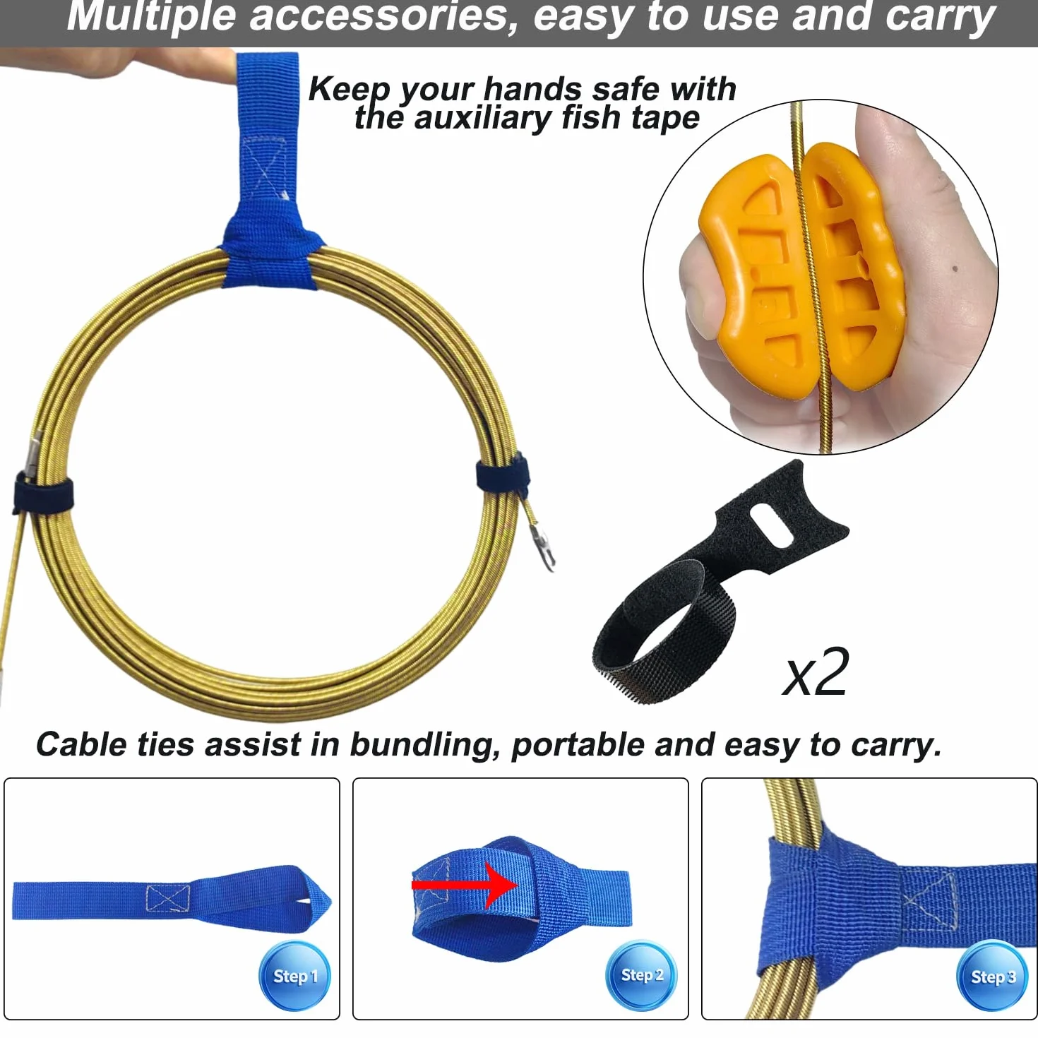 Guía pasacables 20 m 3,8 mm muelle de inserción metal cinta inserción tracción alambre introducir cables eléctricos