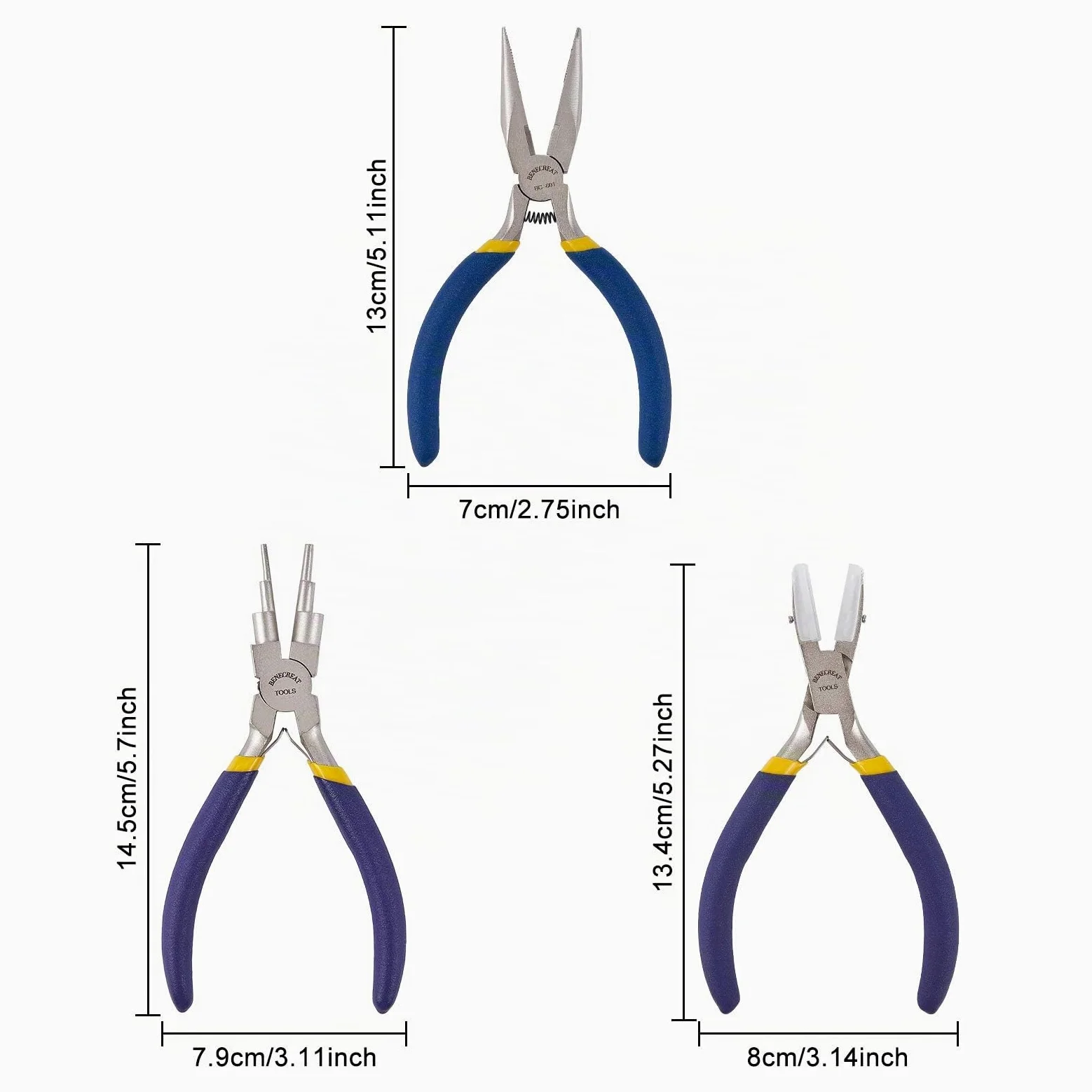 BENECREAT 3 Piezas Alicates para Joyería, 6 en 1 Alicate para Hacer Bucles, Alicates Dobles para Joyería de Nailon y Alicate con Punta de Cadena para Fabricación de Bisutería