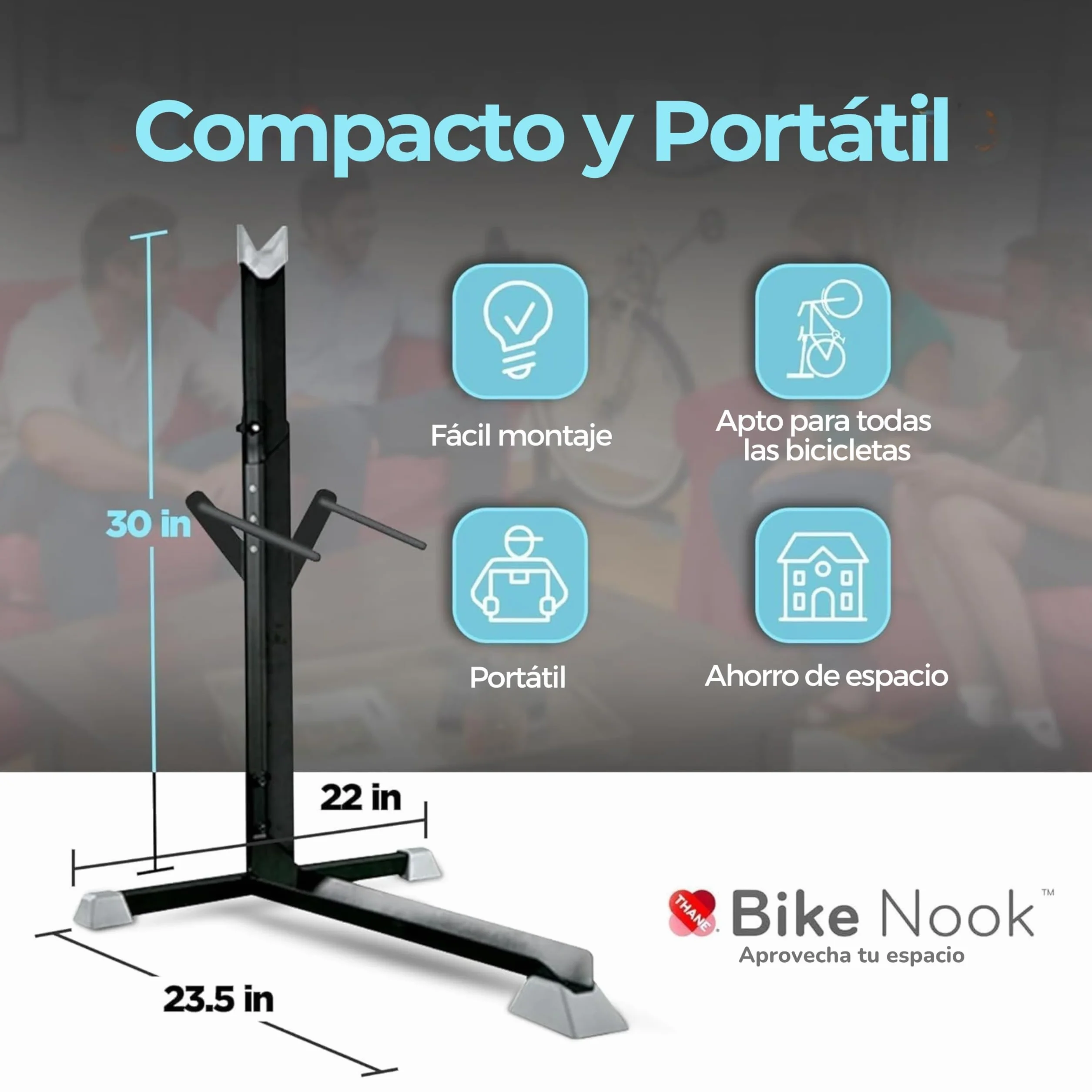 Bike Nook Pro Soporte Vertical De Suelo Para Bicicletas Estante Almacenamiento Interior Garaje Compatible Con Guardabarros Y Cestas Sin Taladros