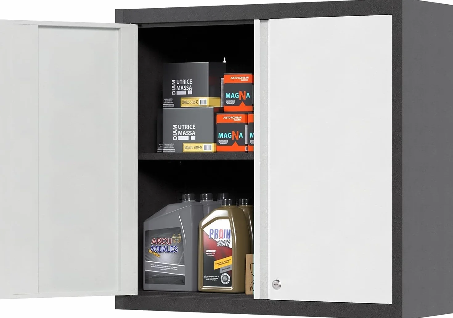 SUPEER Armario colgante de metal con cerradura 66x66x30 cm para herramientas