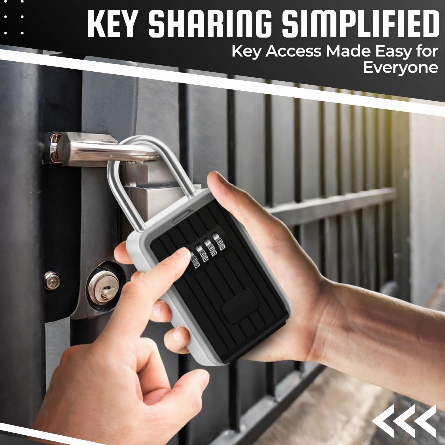 Flexzion Key Lock Box - Portable Lockbox for Keys Outdoor - 4 Digit Code Combination Lock Box for Key Safe Security - Weather Rust Resistant Key Lock Box for Outside, Car, Door, House, Travel