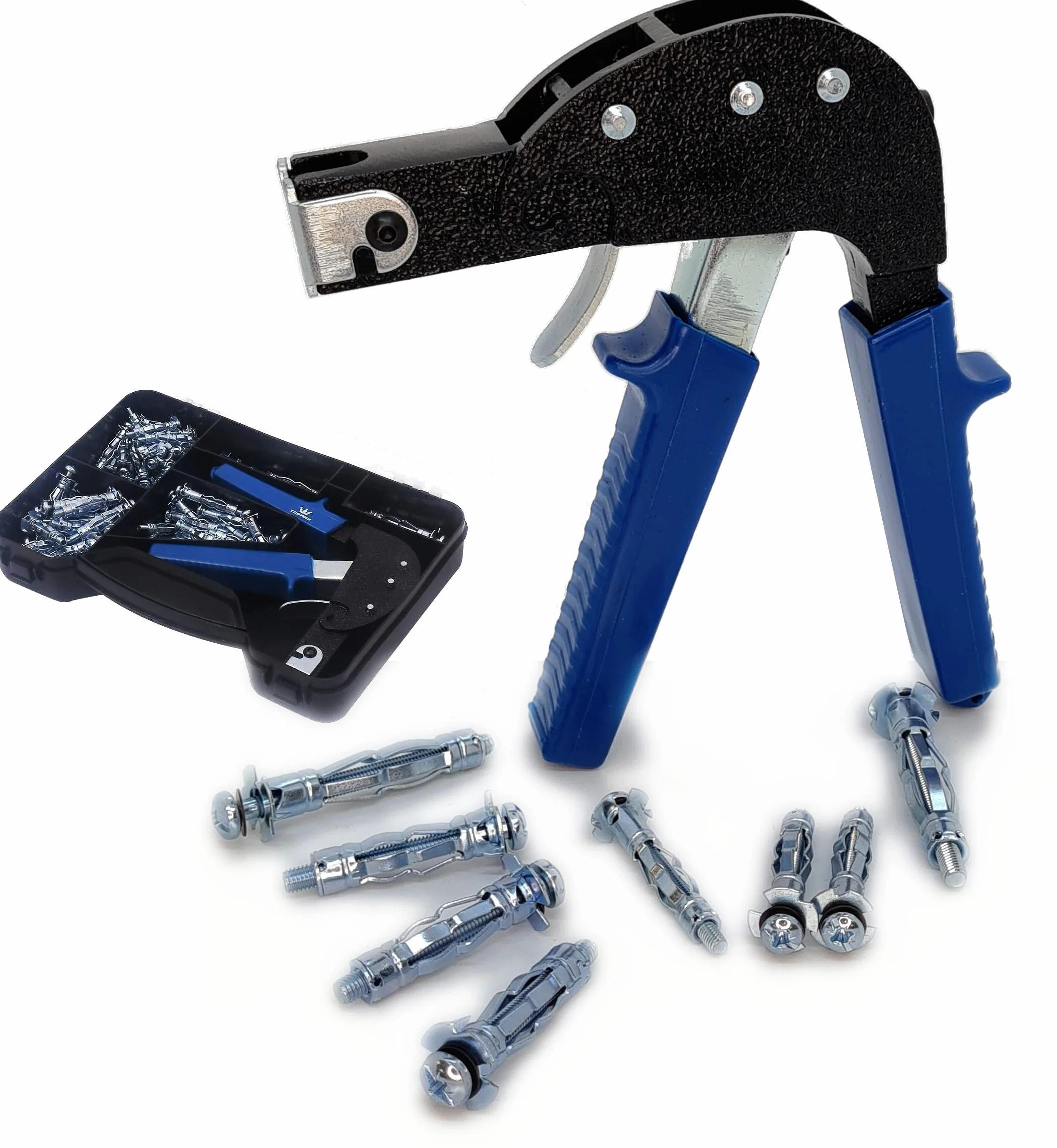 TOPWAY Juego de Herramientas para Fijar Anclajes de pared 72 Piezas, Acero Metal Cartón Cavidad Fijaciones Paredes Huecas Tornillos Anclajes Tapones Surtido Juego 405504