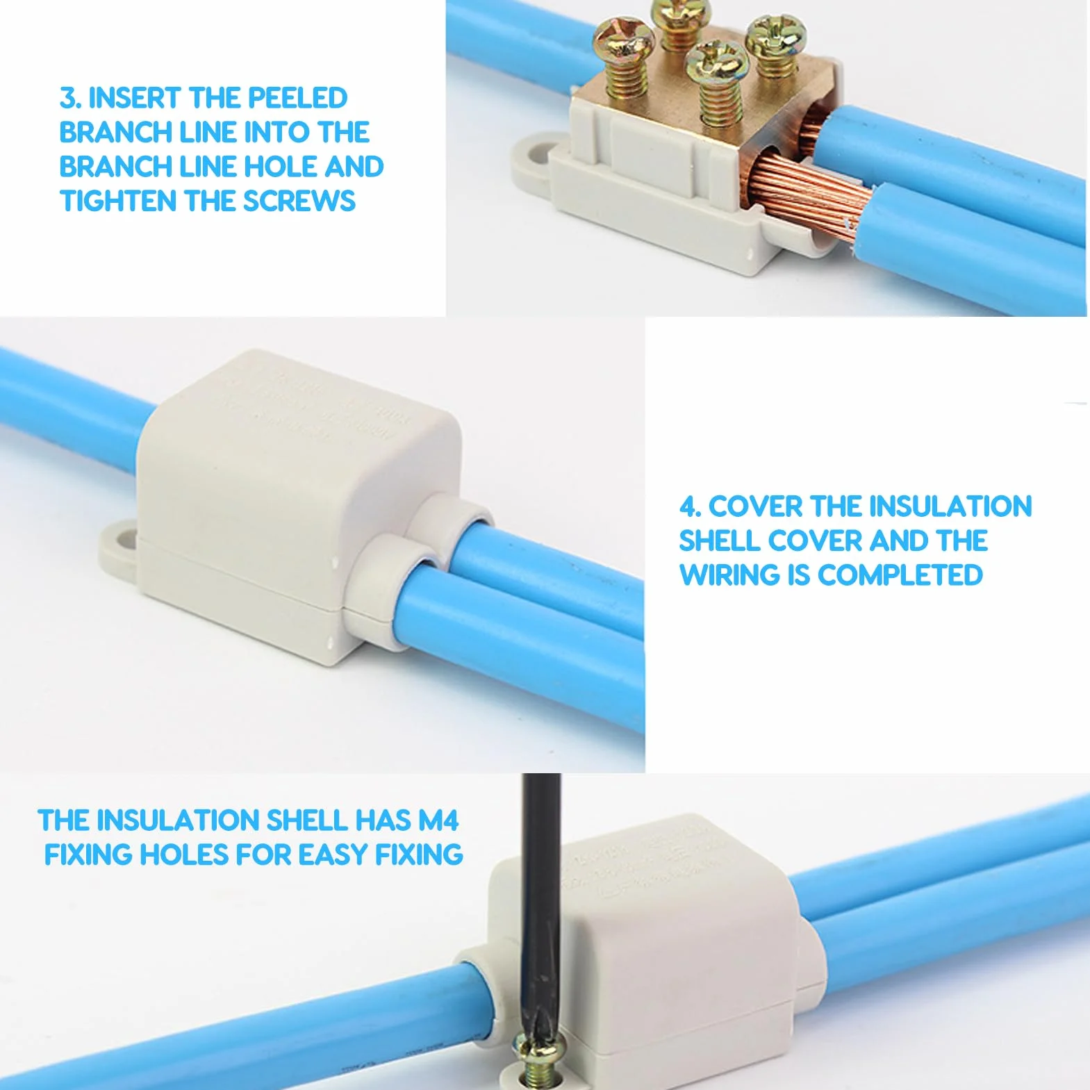 Conector Divisor Tipo T Caja de Conexiones 3 Vías 6 Uds. 1000V 100A ZK-1216