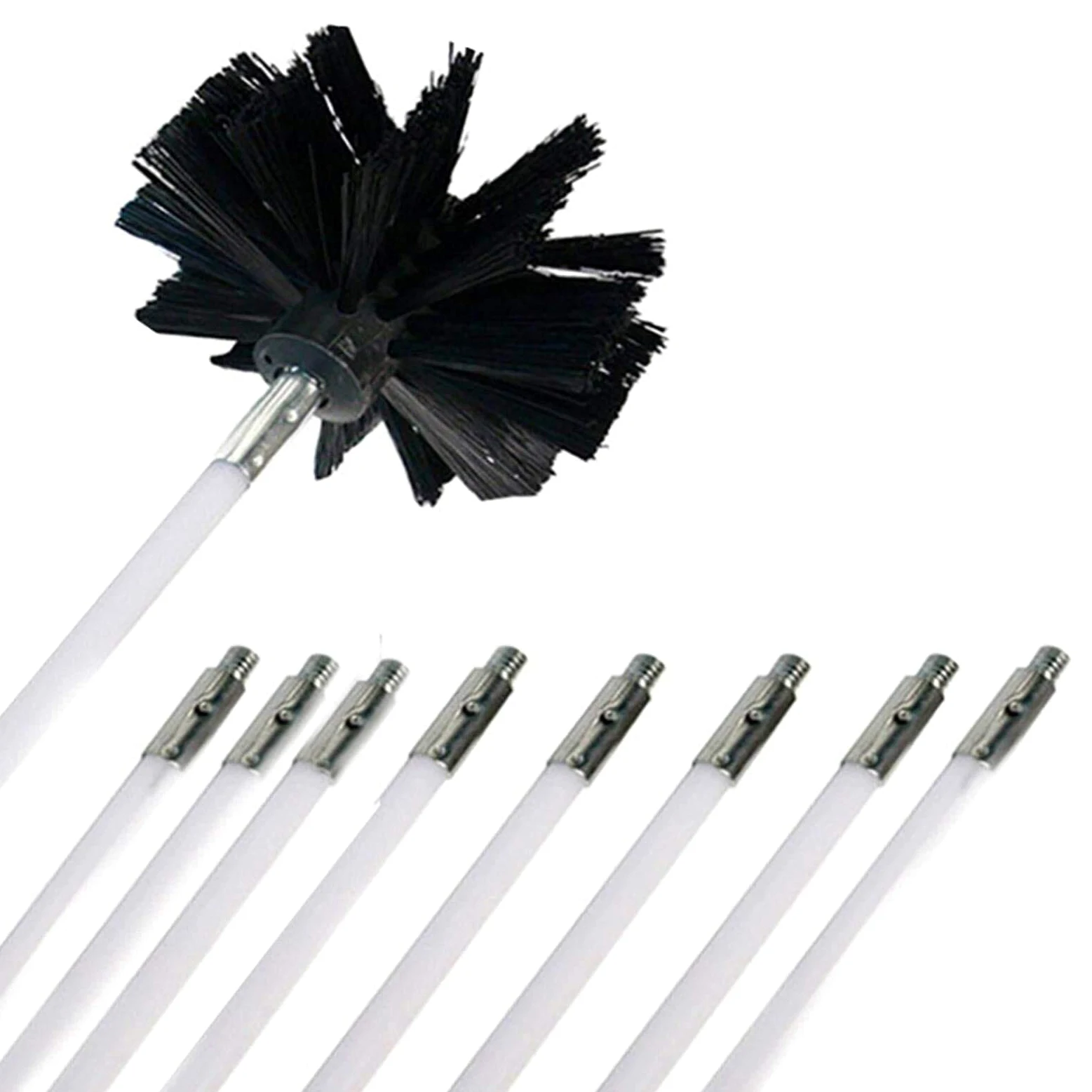 Kit De Deshollinador para Estufas Cepillo De Barrido De Chimenea Cepillo Y 6/9/12/15/18 Juego De Varillas Juego De Varillas De Limpieza De Varillas Limpieza De Tuberías