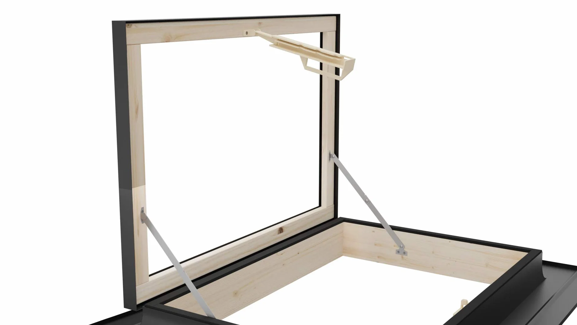 Emica - Claraboya abertura Libro de Aluminio | Vidrio Aislante 4-9-4 | Madera de abeto | Ideal para salida de tejado | Ventanas para Tejados (78x98 Base x Alto)