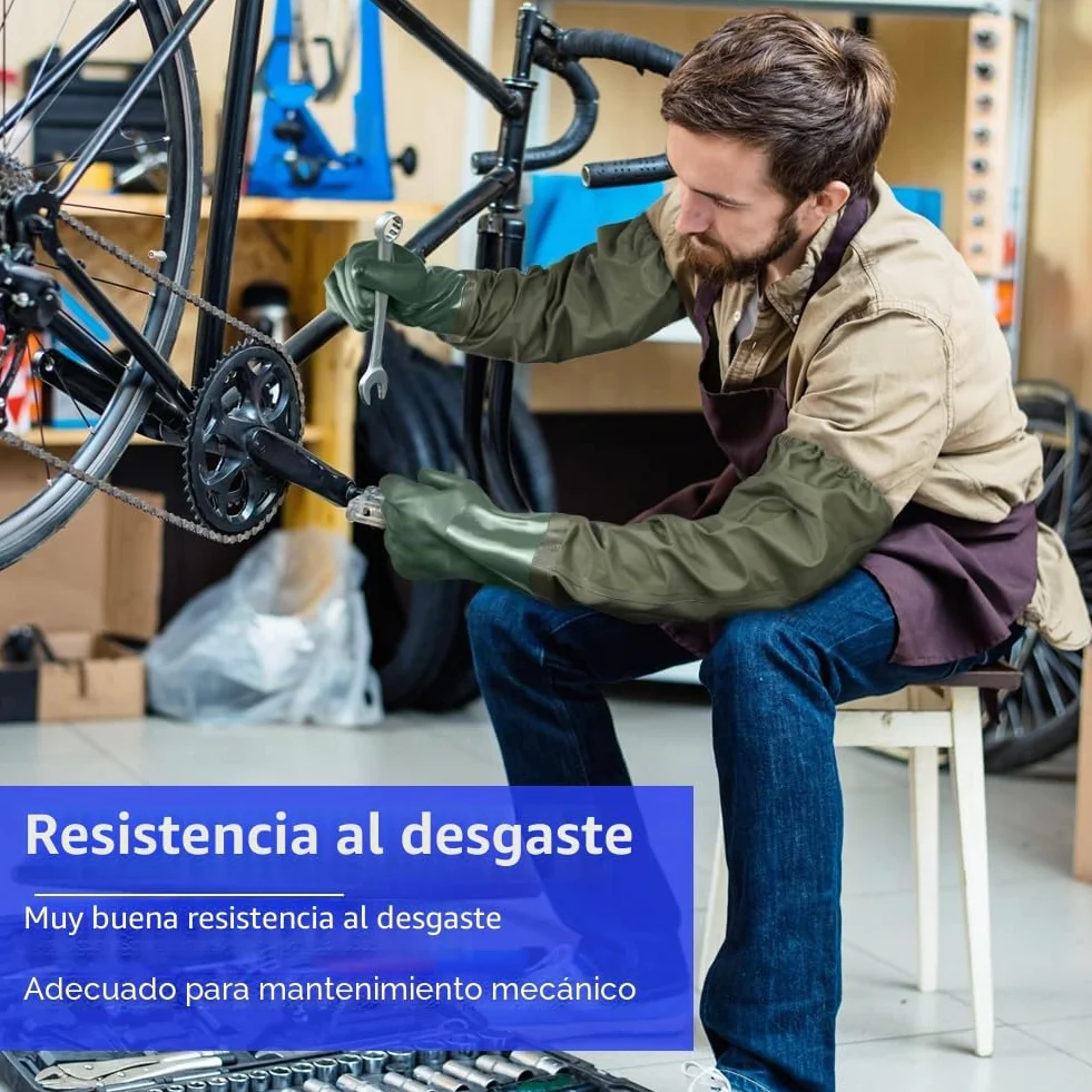 Guantes de Estanque Impermeables 70cm para Jardinería Pesca Acuarios Trabajo Industrial Verde