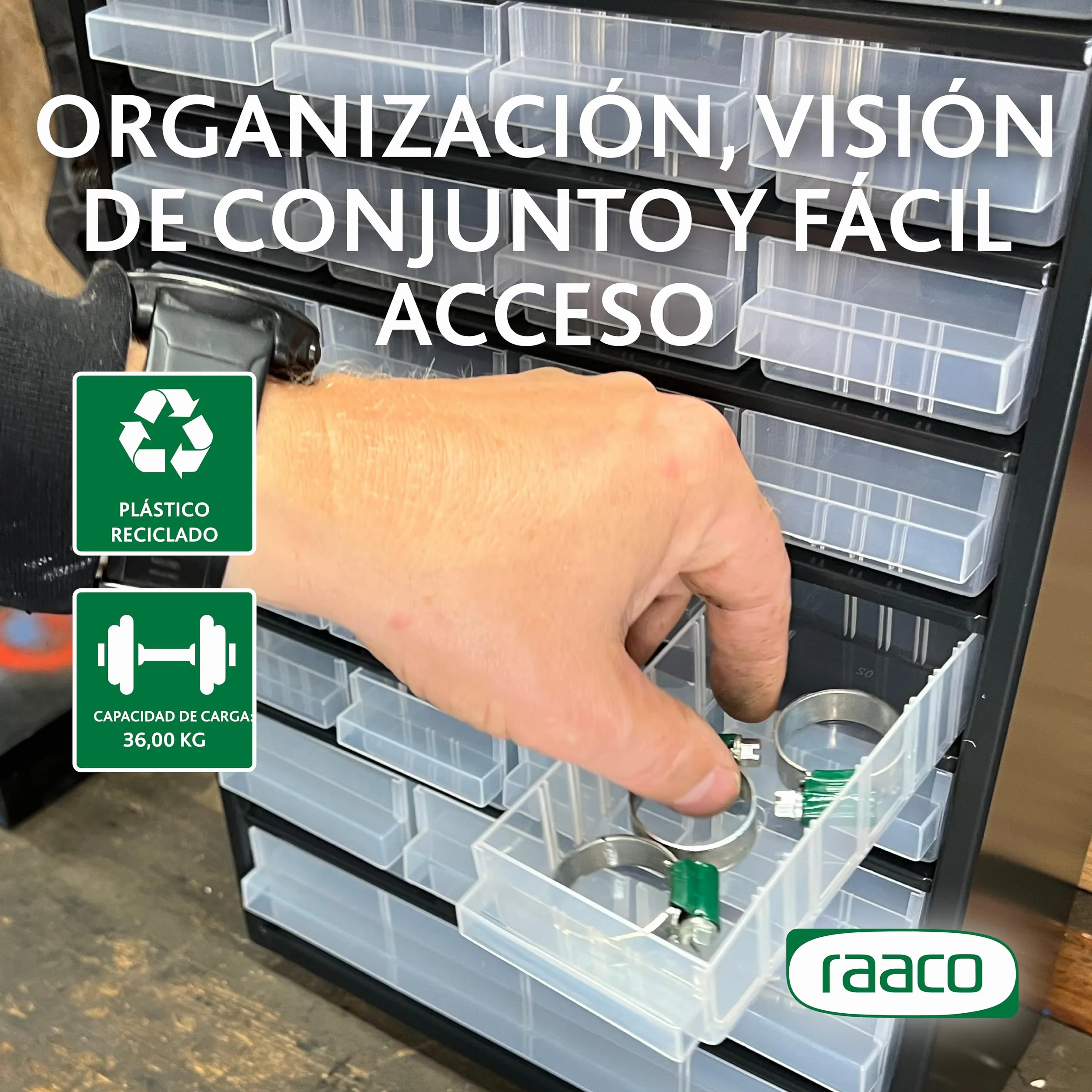 Raaco C12-40 Organizador de Tornillos 40 Cajones 36 kg 15x30,6x55,2 cm Acero Recubierto