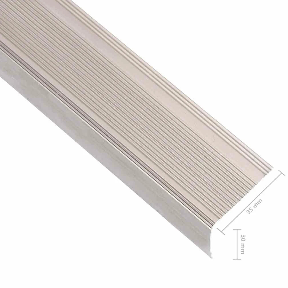 vidaXL Perfiles de peldaños Forma de L 5 uds Aluminio champán 100 cm, cantonera para peldaños, Perfil de Seguridad para Escalera, Laminado para peldaños