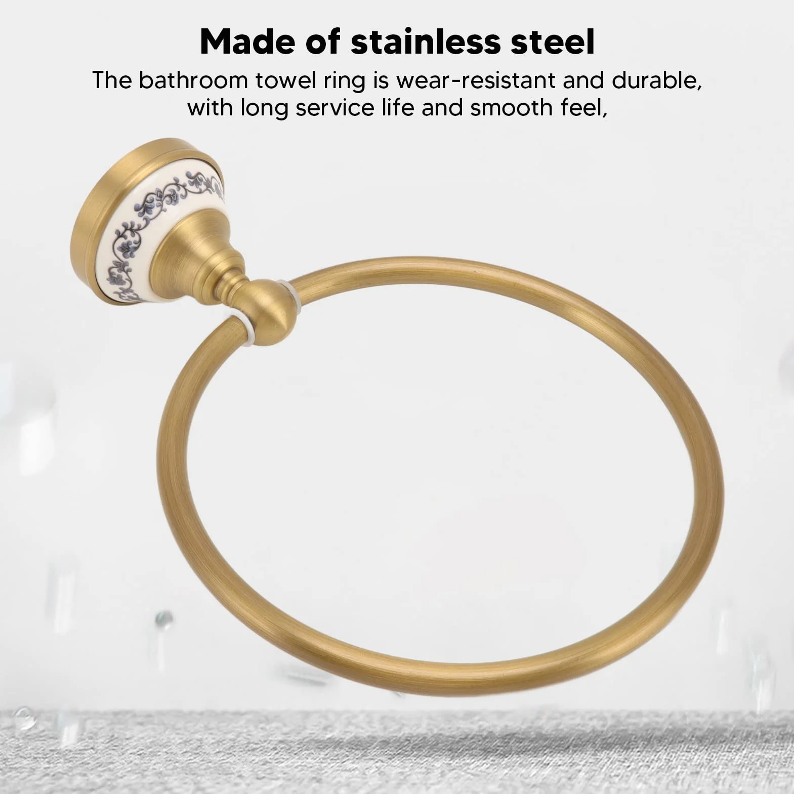 Anillo de Baño Estilo Vintage, Colgador de Toallas de Acero Inoxidable, Toallero de Latón Antiguo para Cocina y Baño (Oro)