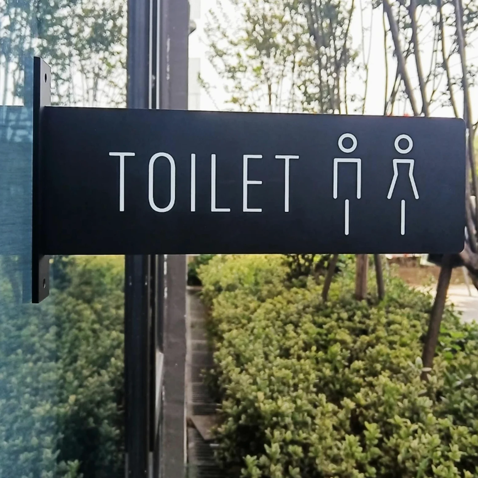 Letrero de Aseo Señal de inodoro doble cara, señales pared lateral baño, recordatorio, puerta montadas lateralmente for hombres y mujeres(1)