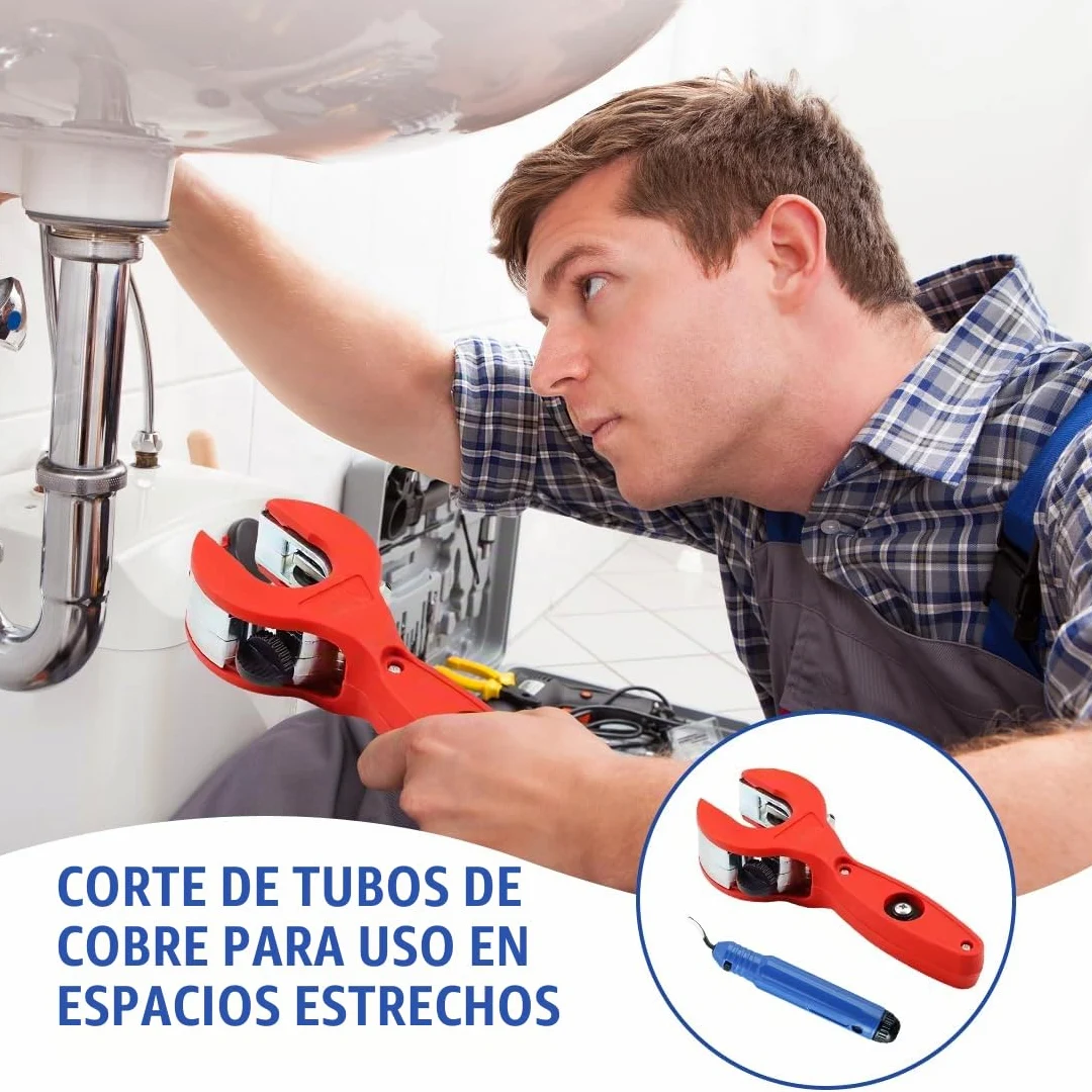 Cortador de tubos de trinquete con 3 ruedas de repuesto y herramientas de desbarbado, 8-29 mm, cortador de tubos de cobre, cortador de tubos de precisión, acero inoxidable, tubos de cobre, adecuado