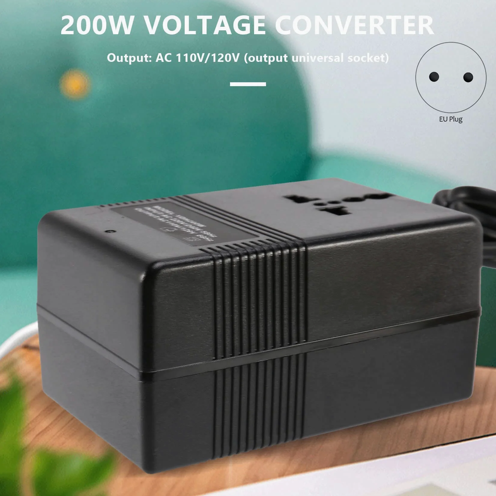 Transformador Convertidor de Voltaje de 200W Reductor 220V 110V AC Reductor Convertidor de Voltaje de Viaje Convertidor Enchufe de la UE
