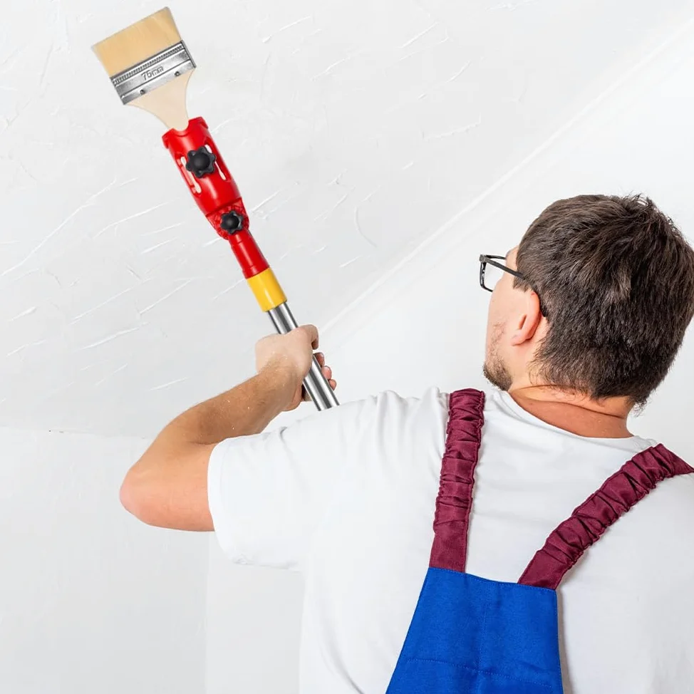 1.7m Poste de Extensión de Pincel de Pintura Herramienta Extensor de Pincel Pintura de Múltiples Angulos Soporte de Extensión de Pincel para Techos Altos Paredes Esquinas de Escaleras