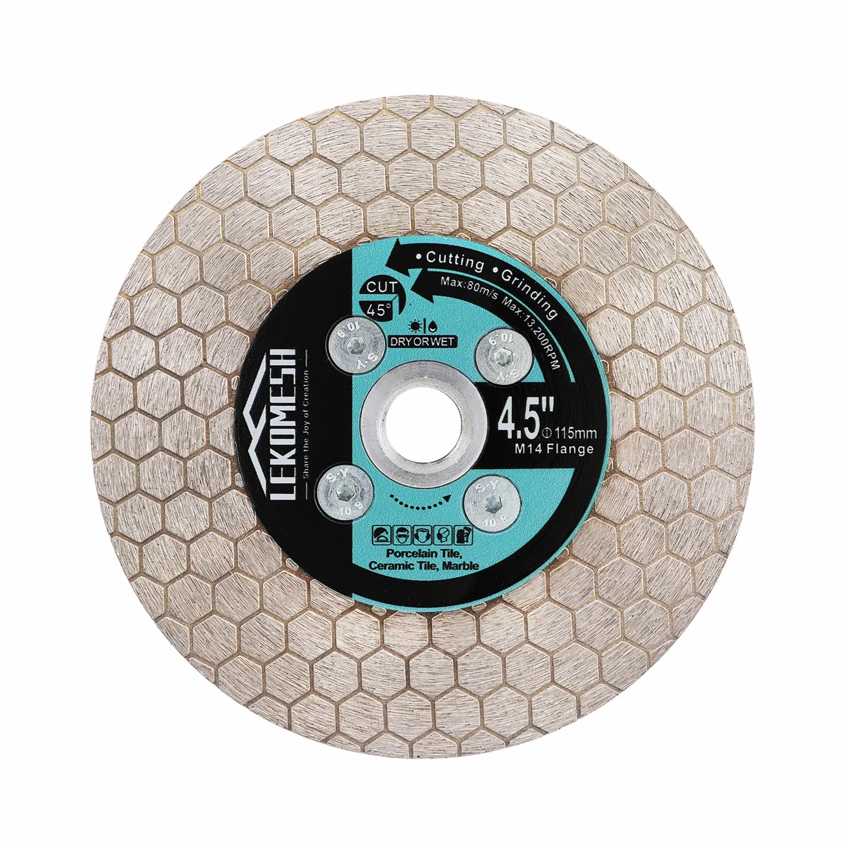 Disco de Diamante 115mm M14 | Disco 2 en 1 para Corte y Lijado de Porcelánico, Azulejos y Mármol | Doble Cara Profesional para Amoladora Angular