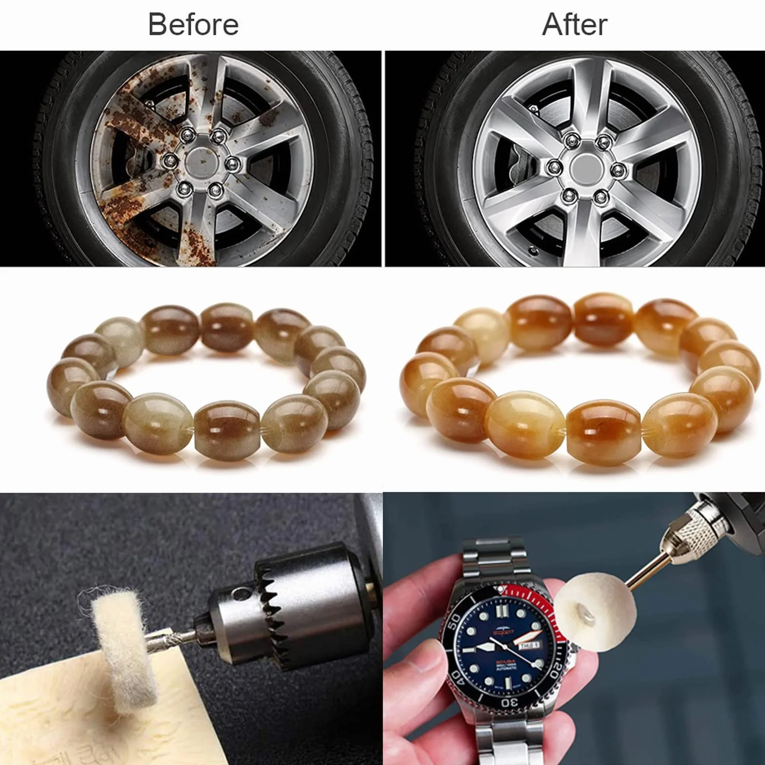 Ruedas de Pulido, 20 Piezas 25mm Herramienta de Pulido de Fieltro, Almohadilla de Pulido de Fieltro de Lana, con Mango de 3mm para Dremel, Joyería de Pulido Fino, Relojes