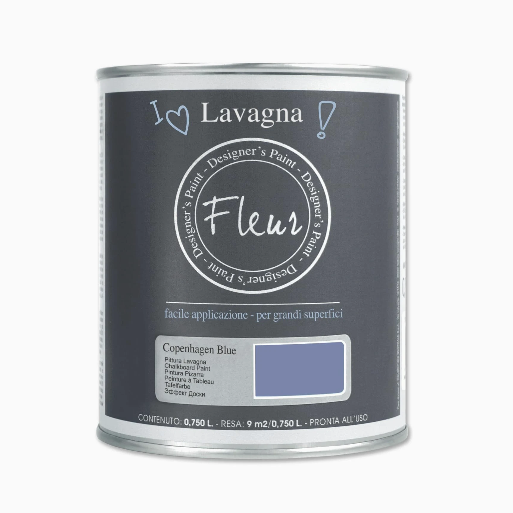 Fleur Paint 13249 - Pintura (transforma superficies en pizarra, 750 ml) color Copenhagen blue