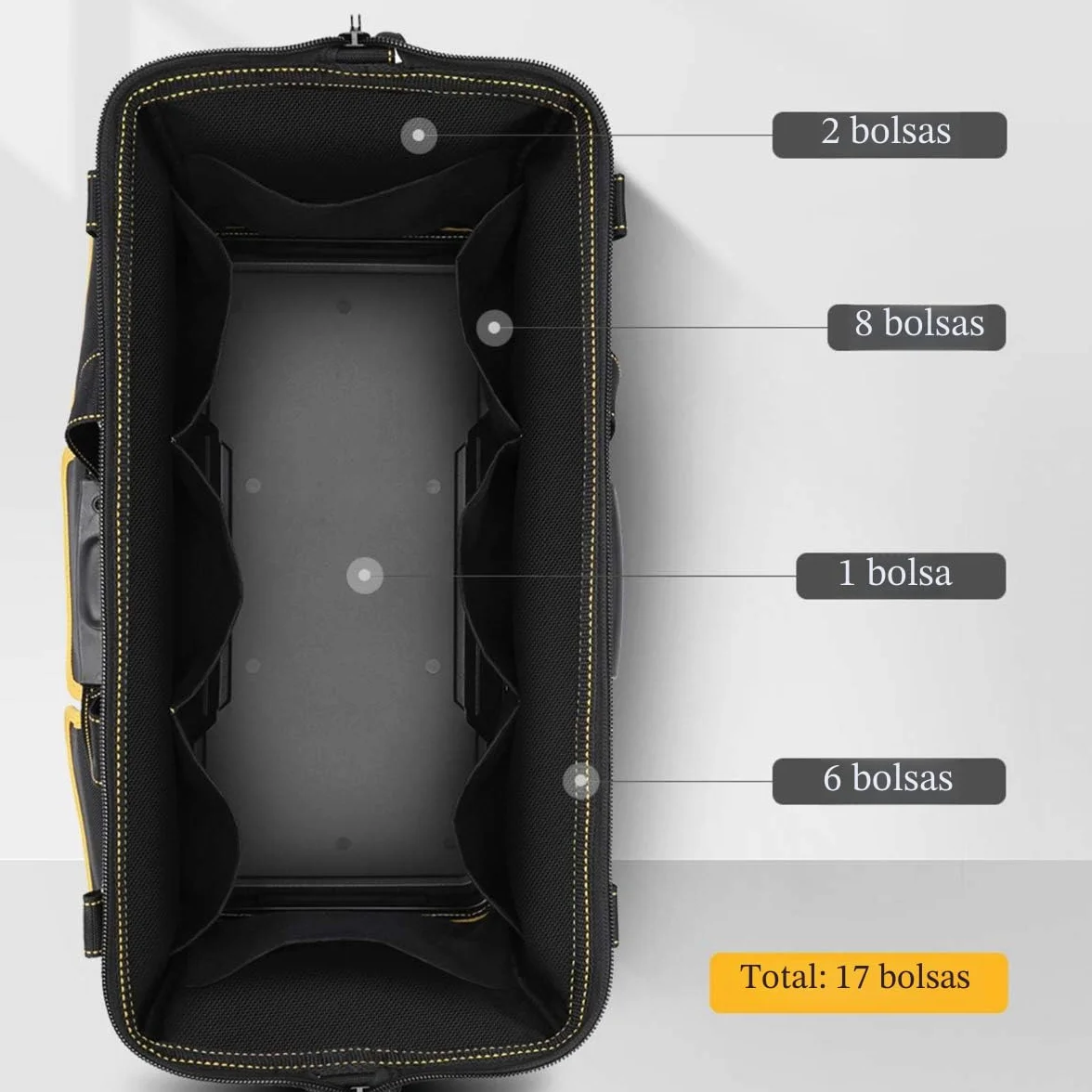 Bolsa De Herramientas Resistente, Organizador Para Herramientas Manuales Y EléCtricas,Cremallera Superior Y Base De Goma Resistente Al Desgaste, Gran Capacidad, Impermeable, Resistente Al Desgaste
