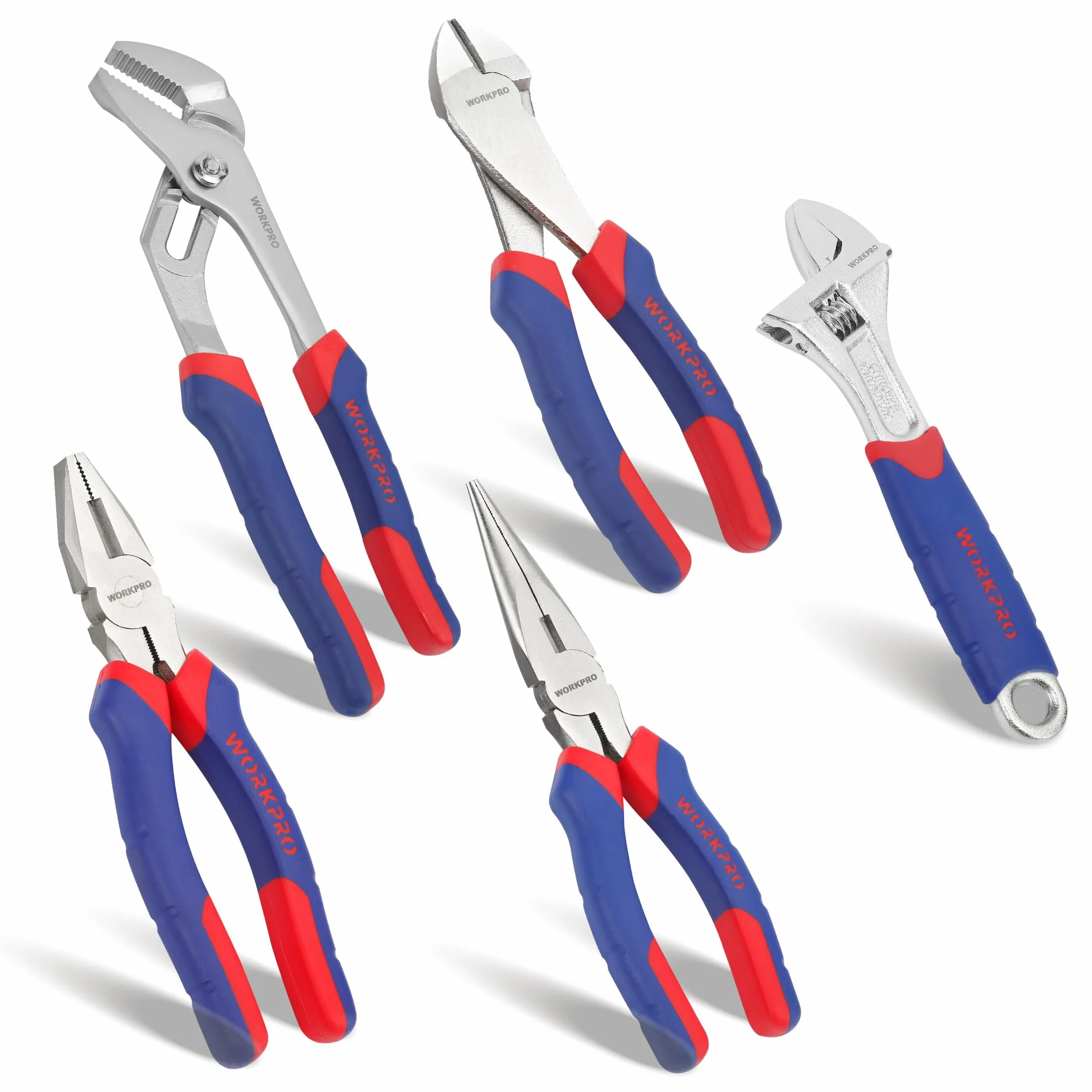 Juego de alicates y llaves inglesas para bricolaje, de acero cromo vanadio, 5 piezas, de WorkPro