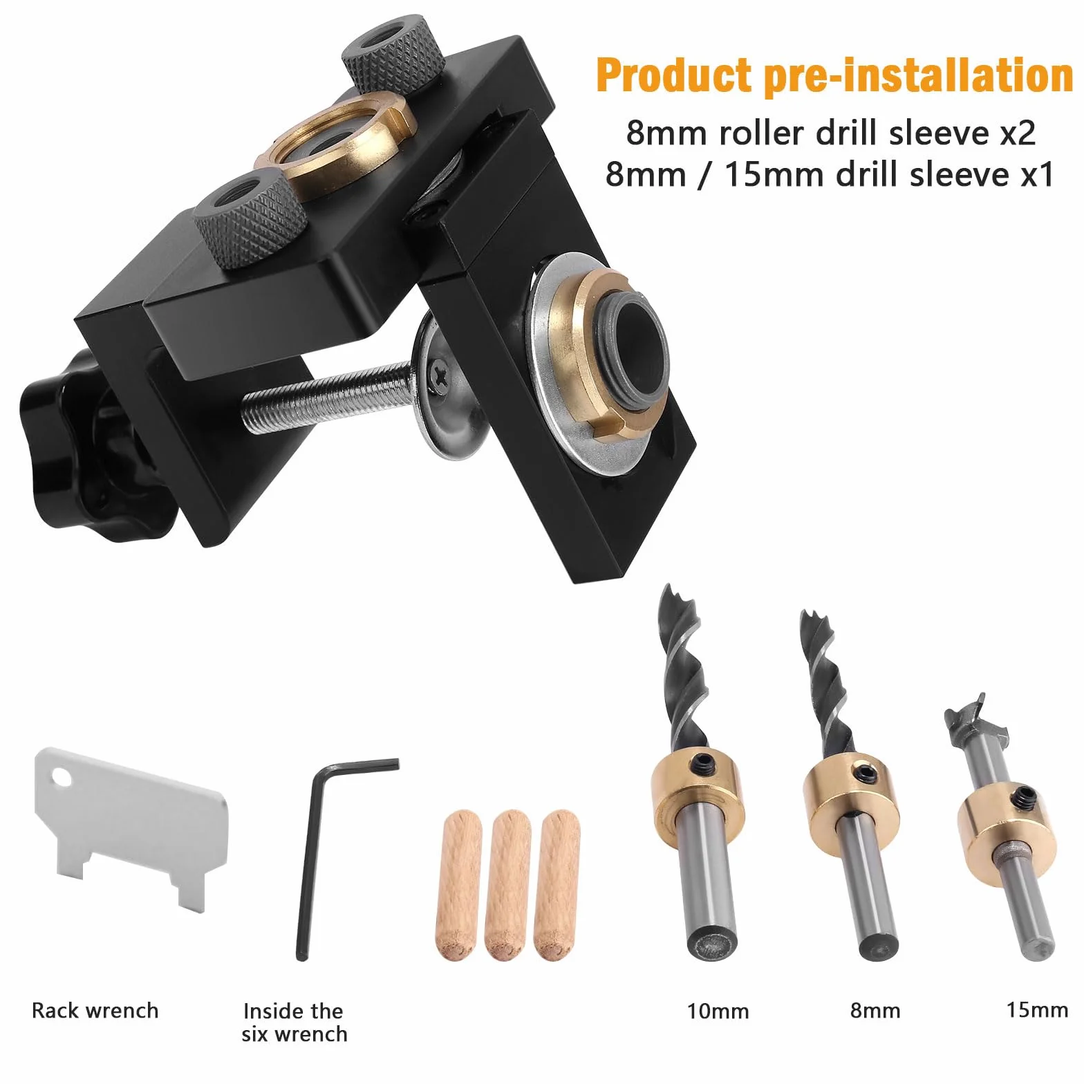 Towwoo 8/10/15 MM Localizador de Perforación 3 en 1, Posicionador de Bolsillo Kit de Plantilla de Agujero de Bolsillo Herramientas Carpinteria Kit de Plantilla de Orificios de Aluminio