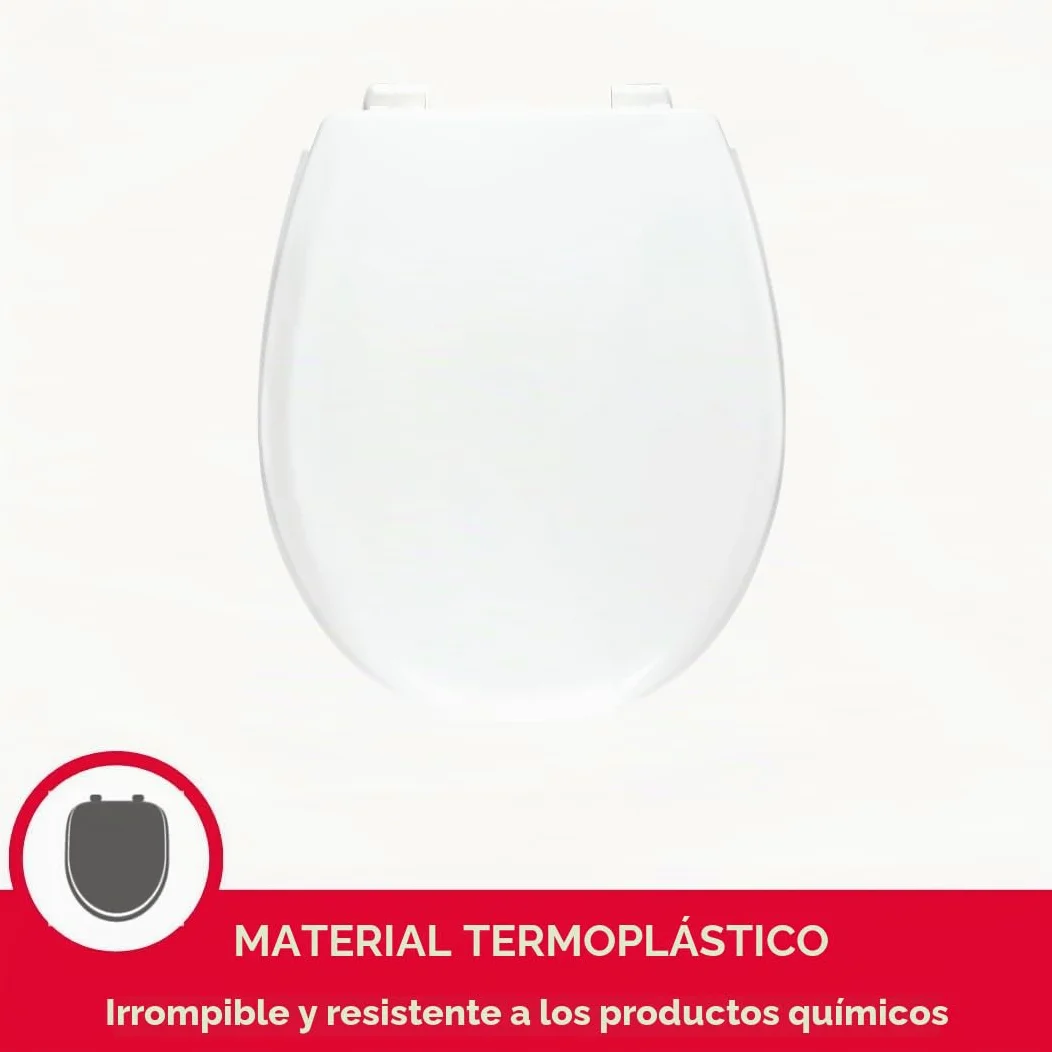 Wirquin, blanco 20719017 - Tapa de inodoro de neón termoplástico en forma de U con bisagras de plástico Lock