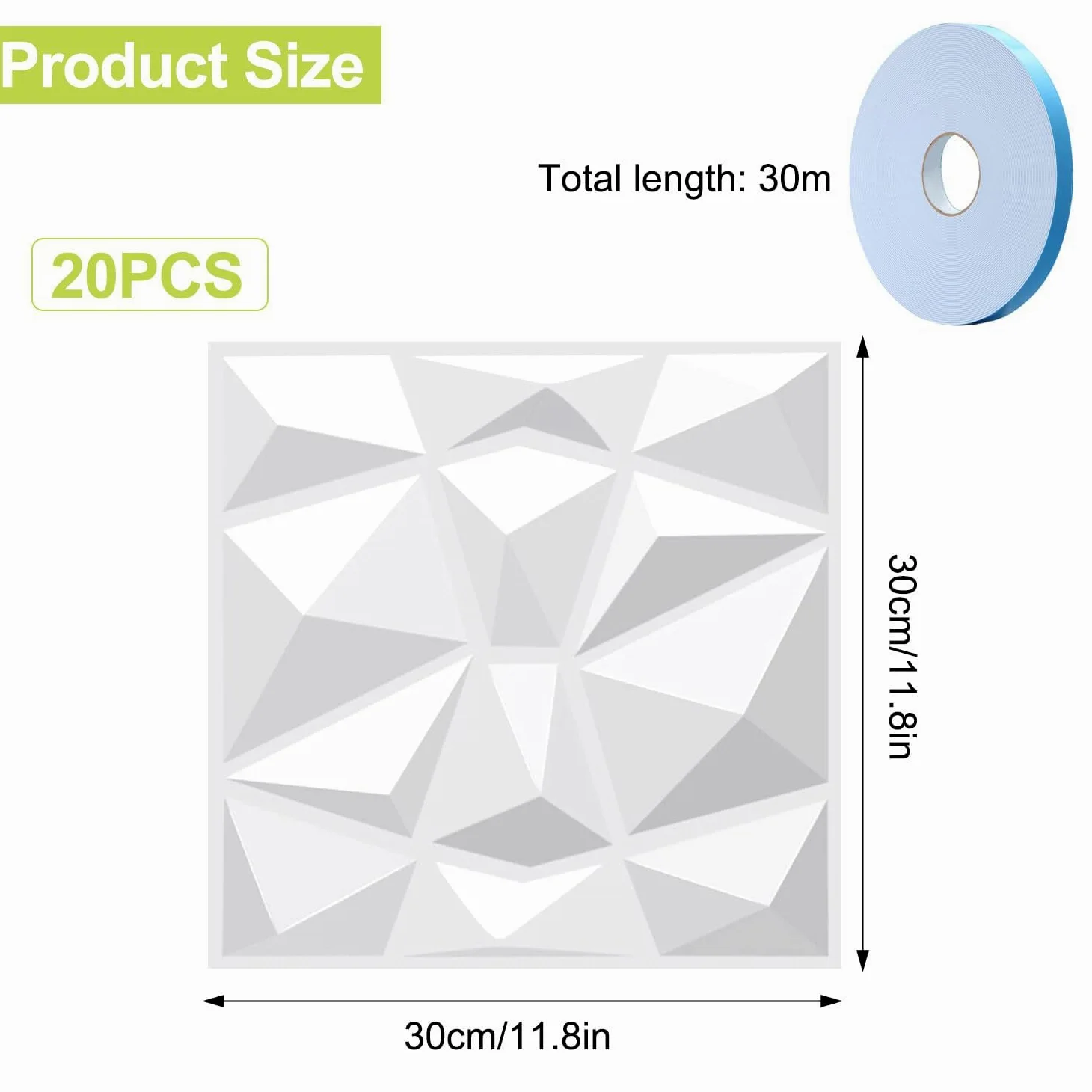 20 Piezas Papel Pintado Autoadhesivo Pared 30 × 30 cm, Vinilos de Pared Decorativos, Revestimiento de Paredes PVC, Ladrillos 3D Adhesivo Pared, Adesivos Papel de Paredes Decoración (Blanco)