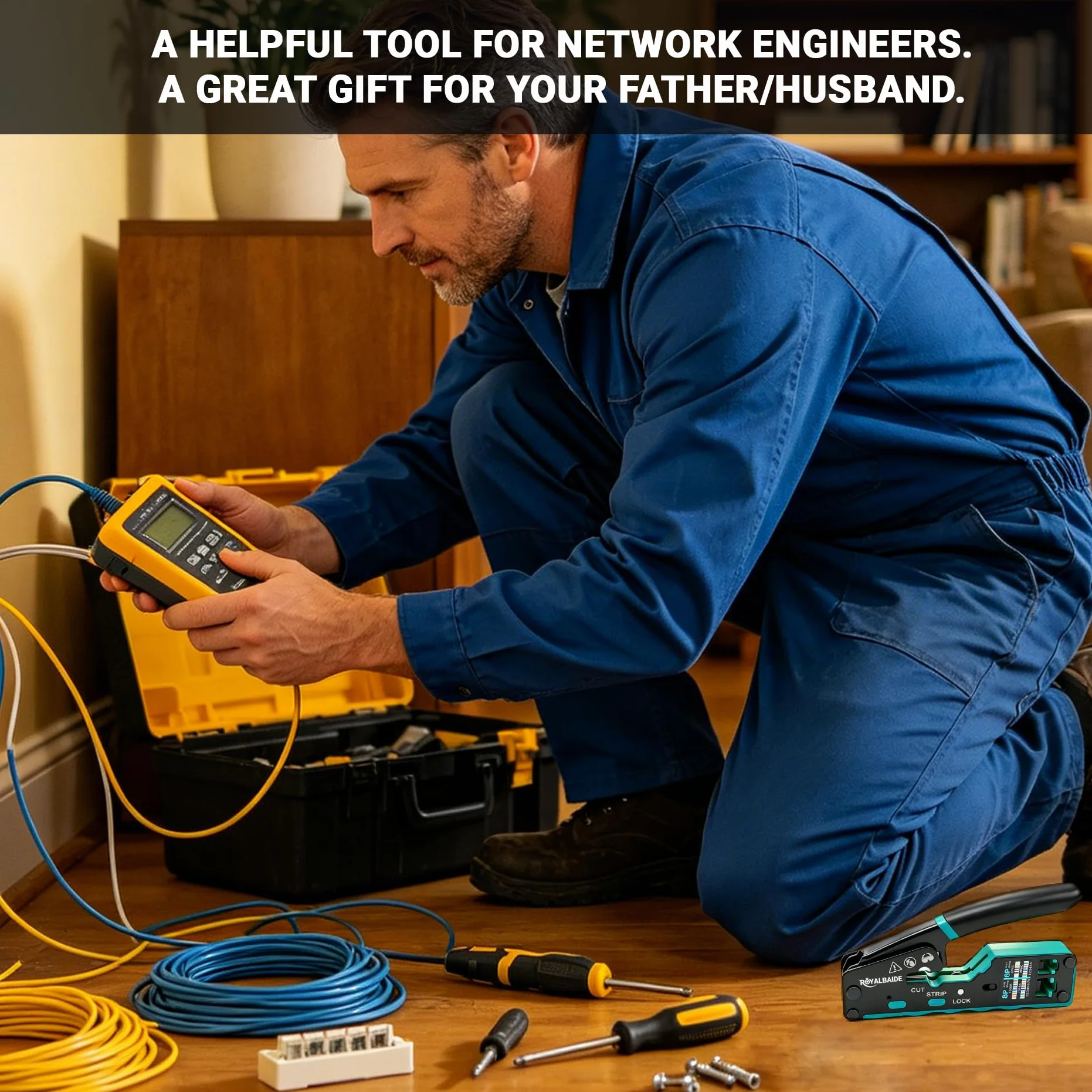 Herramienta de crimpado Ethernet modular todo en uno RJ45 con paso pasante para cables Cat5 y Cat6