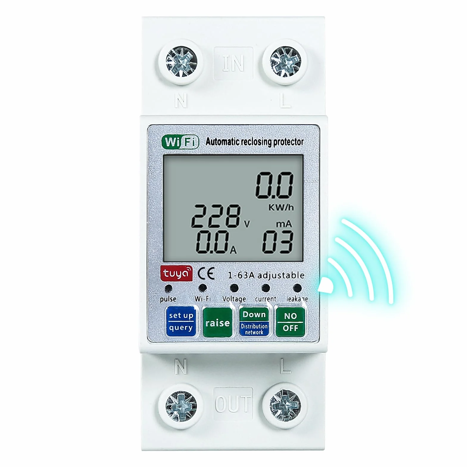 Jadeshay Medidor de Energía WiFi Inteligente 63A 220V Medidor de Consumo Electrico Monofasico Amperímetro Voltímetro kWh Potencia Monitor Metro con Pantalla LCD Digital
