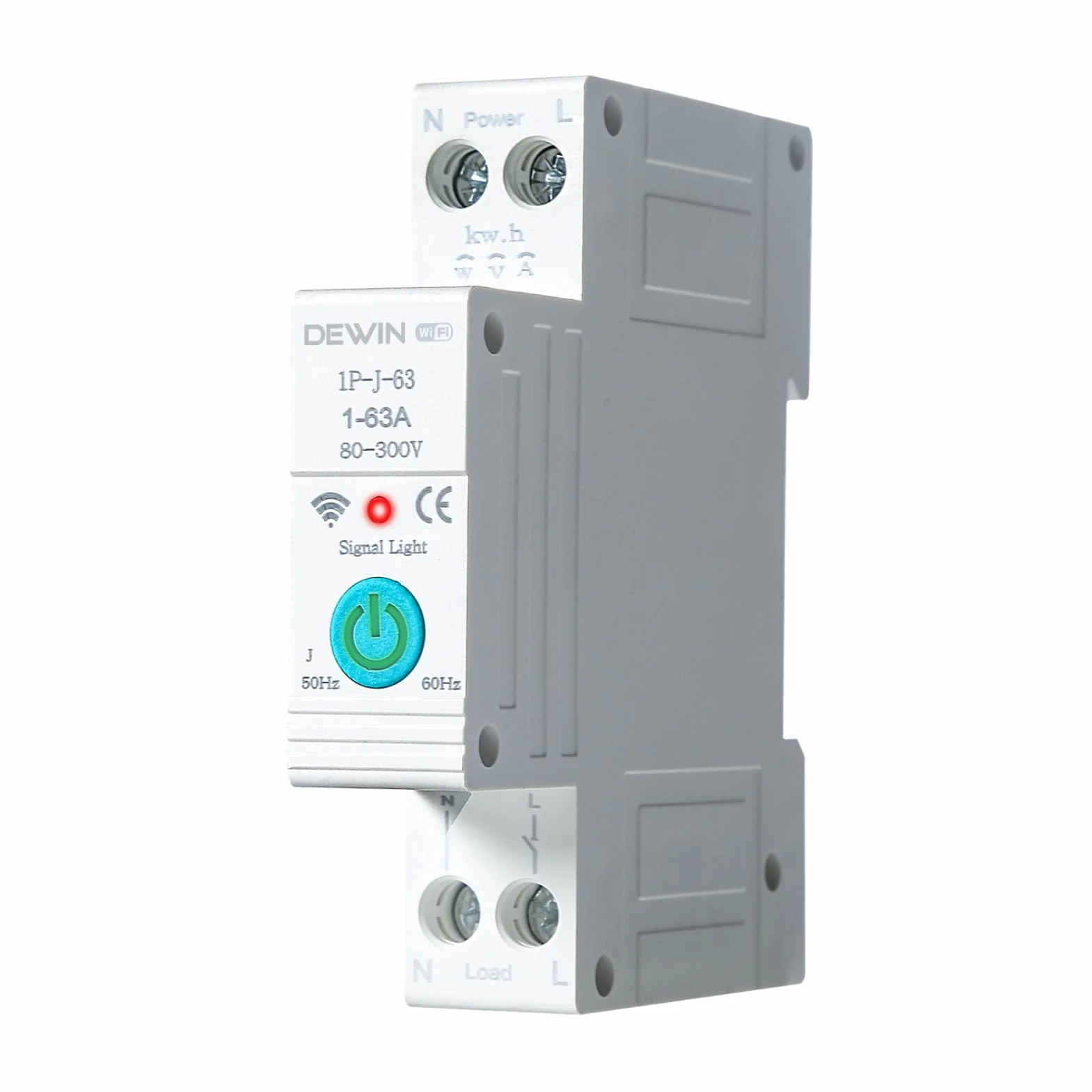 DEWIN Disyuntor Inteligente Wifi,1P 63A 220VAC Interruptor Inteligente Wifi Disyuntor de Riel Din Tuya Smart Switch 3 Modos de Temporización,Control Remoto de Teléfono Móvil