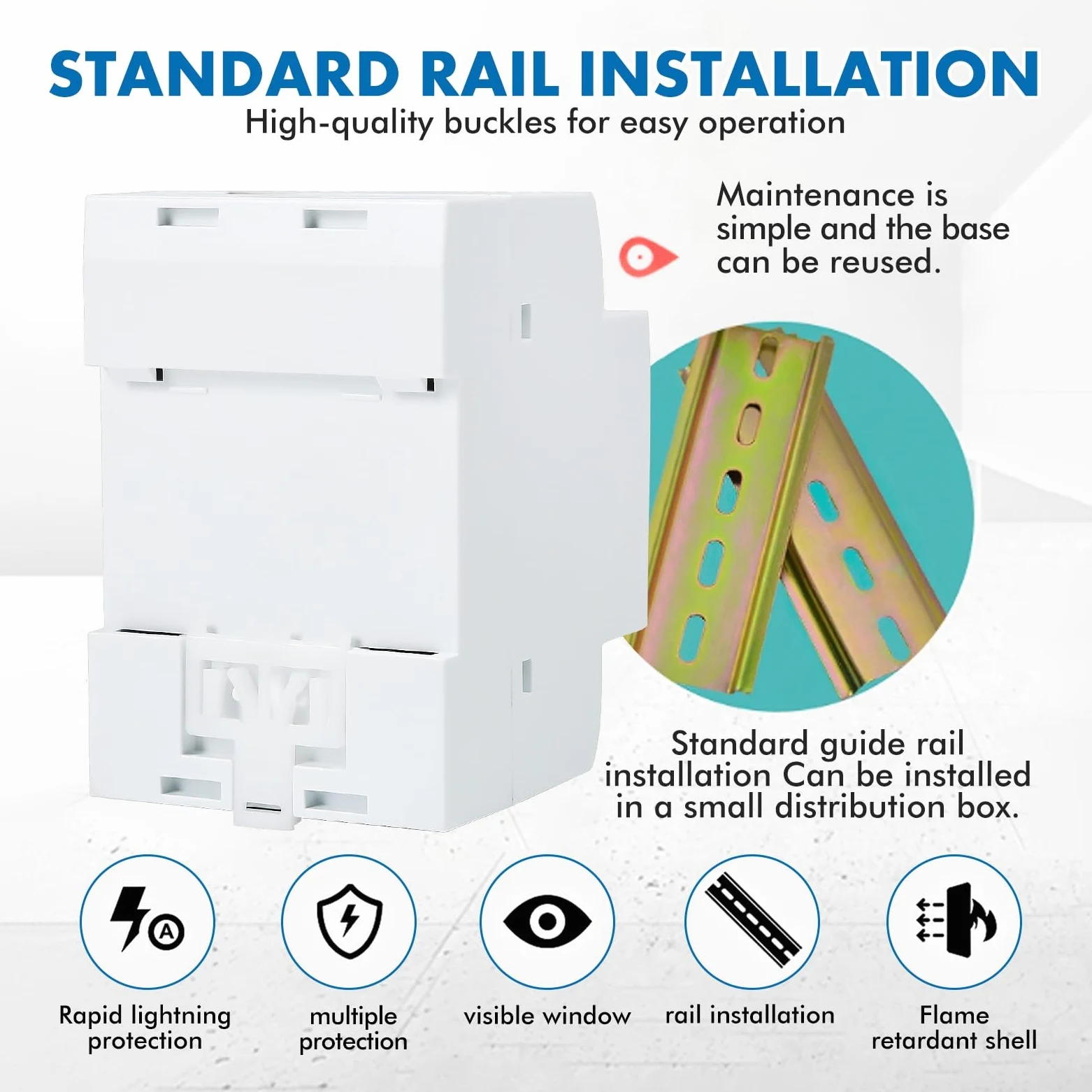 Medidor Consumo Electrico WiFi Monofasico Contador Eléctrico Monofásico Montado en Riel Aplicación Tuya Medidor de Energía Digital AC40-300 Voltaje Corriente Potencia y Factor de Frecuencia