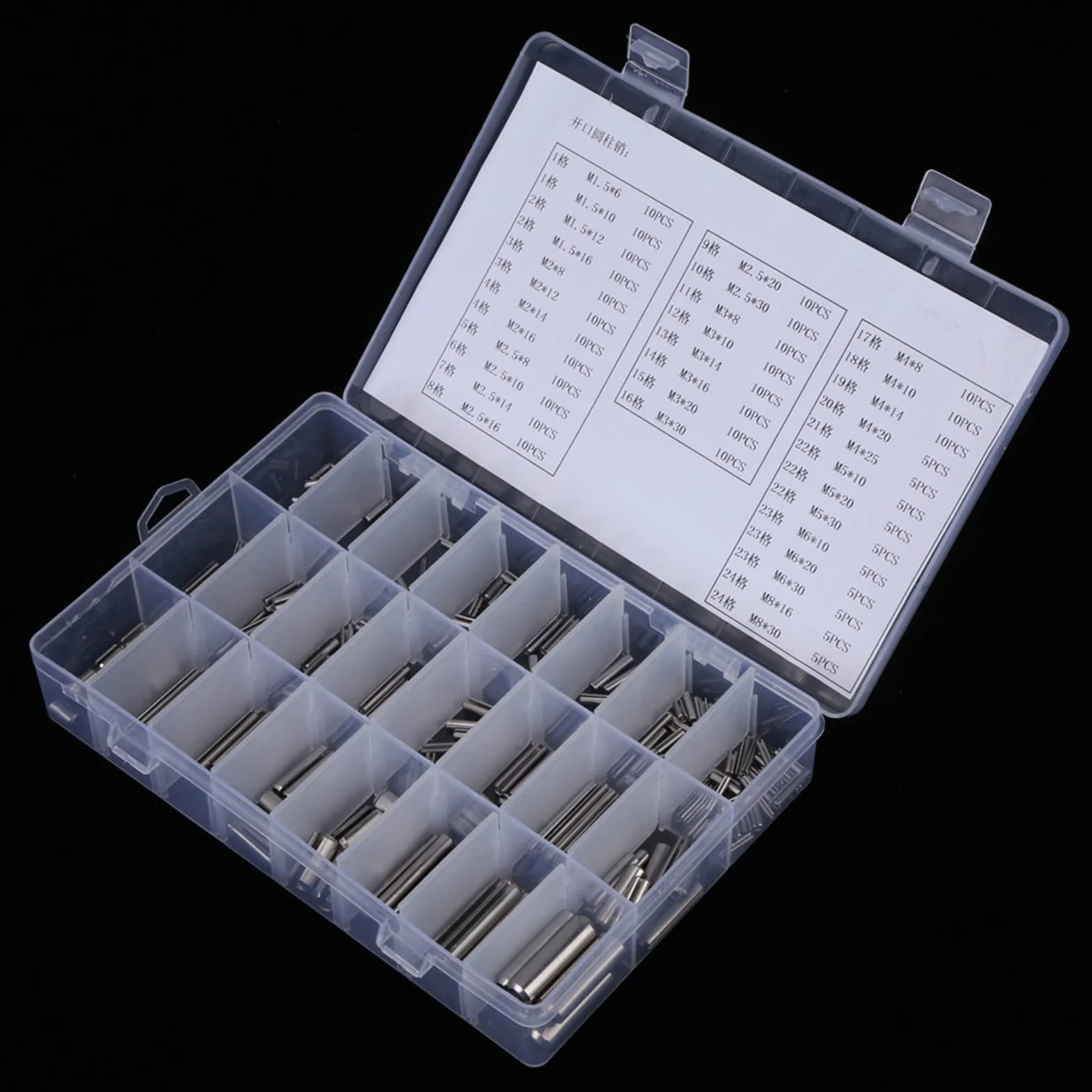 280Pcs Pasadores de Resorte Ranurados, Juego de Pasadores de Cilindro Elástico 304 Inoxidable Acero M1.5 M2 M2.5 M3 M4 M5 M6 M8