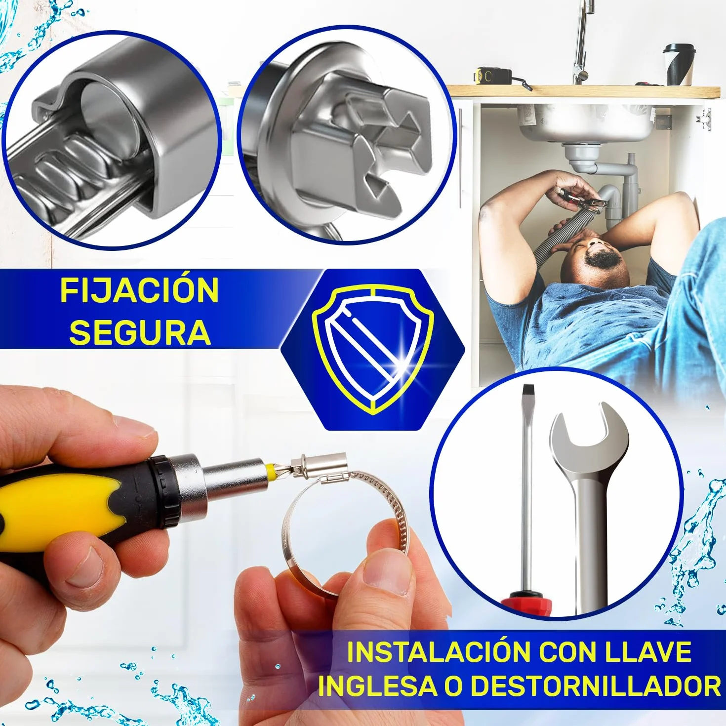 Abrazaderas Metalicas Acero Inoxidable A2 Diámetro 90-110 mm MONTERAL 2 Piezas